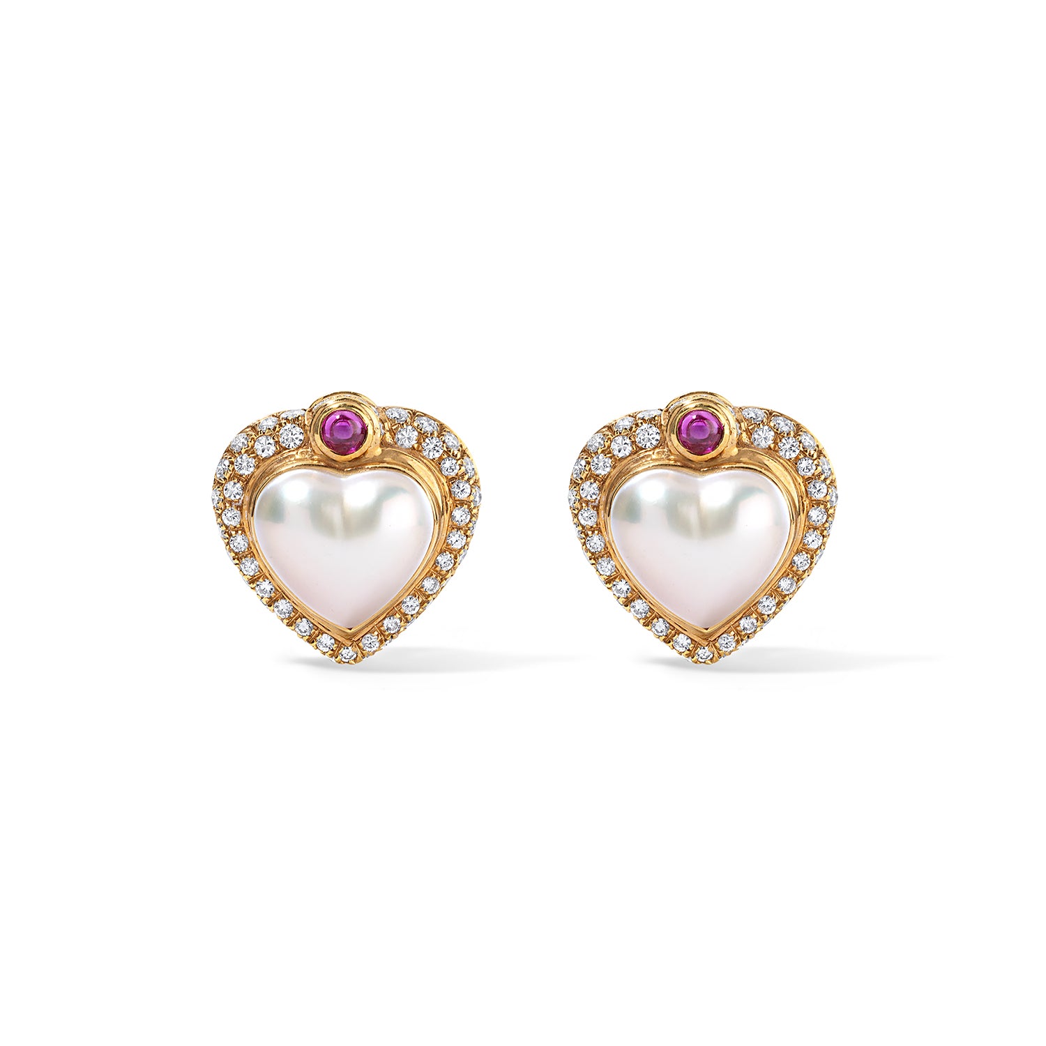 Pearl and Heart Clip-On Earrings