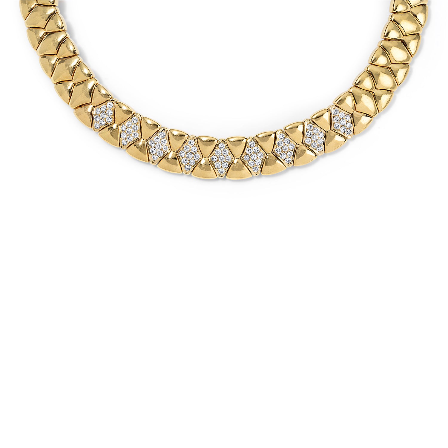 Diamond Scalloped Link Necklace