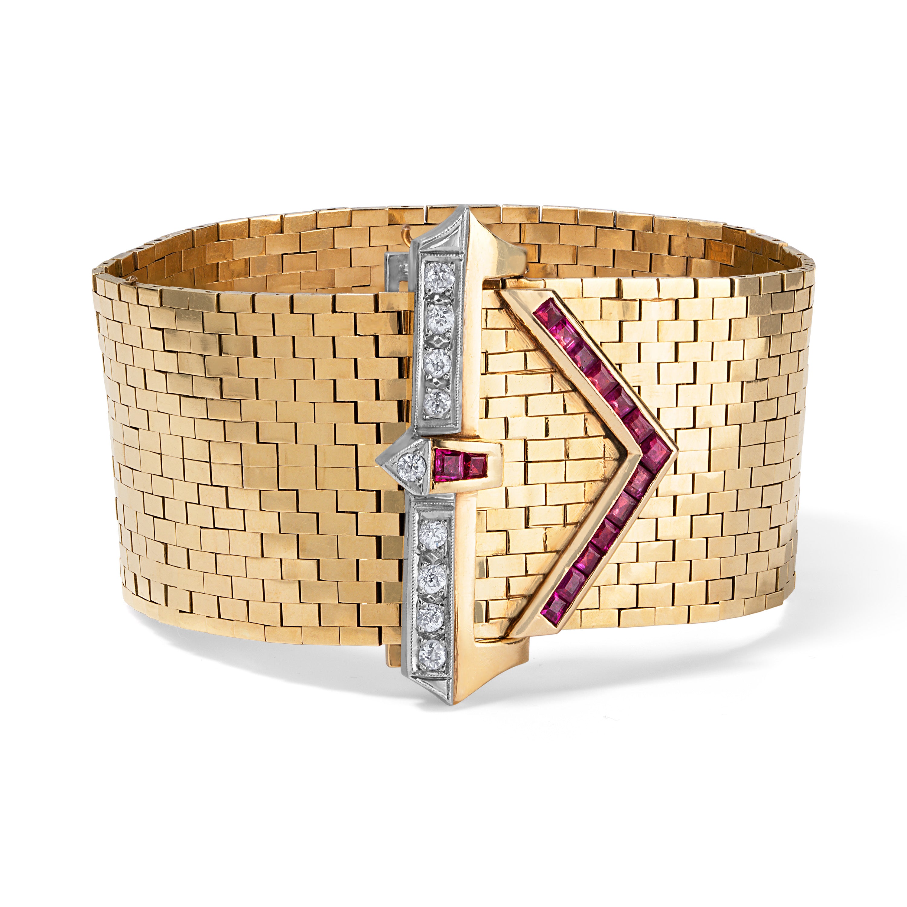 Diamond and Rubies Belt Buckle Bracelet