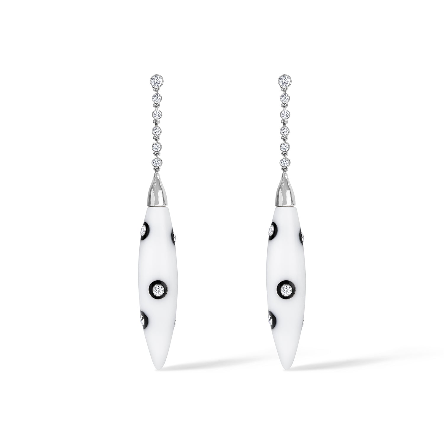 White Coral and Diamond Dangle Earrings