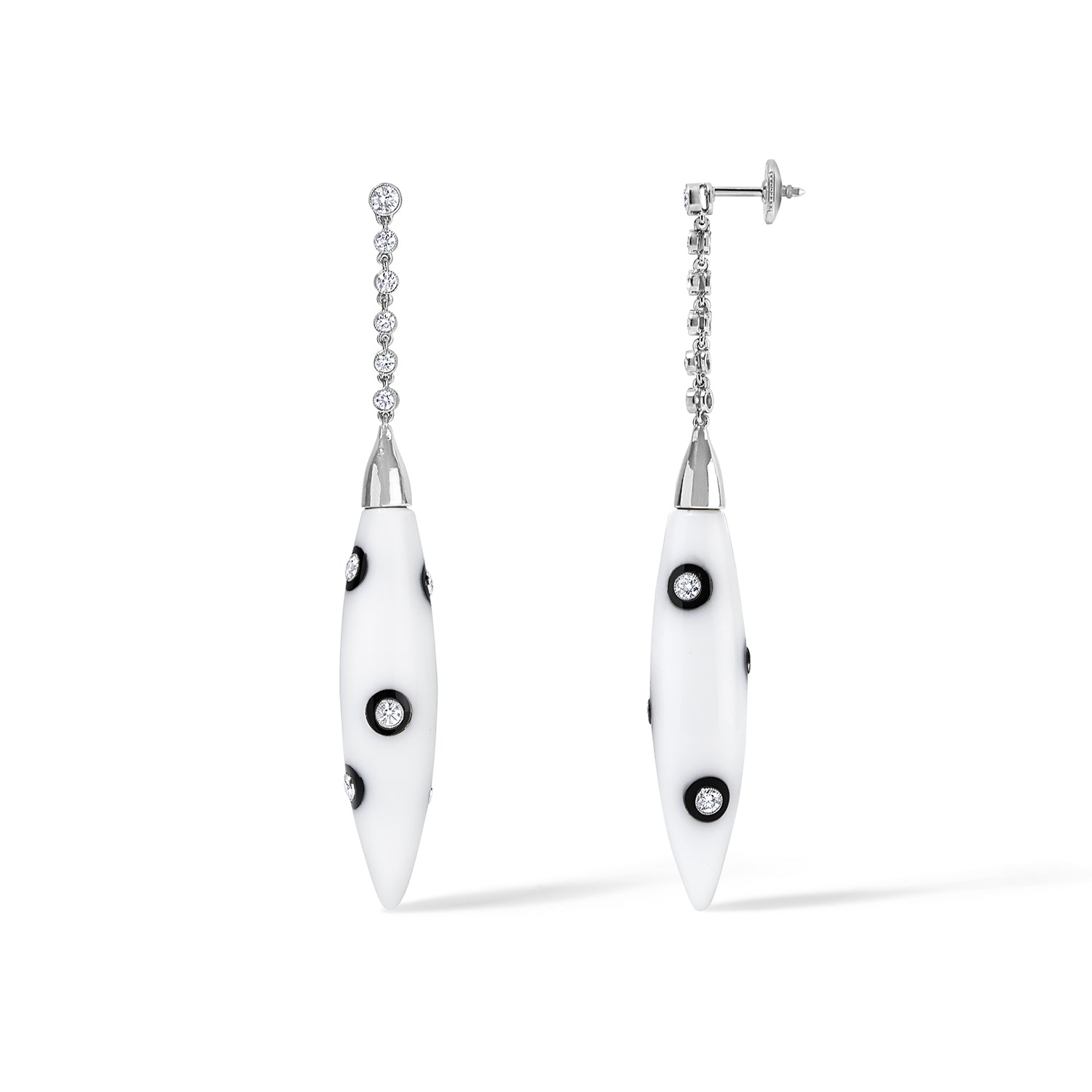 White Coral and Diamond Dangle Earrings