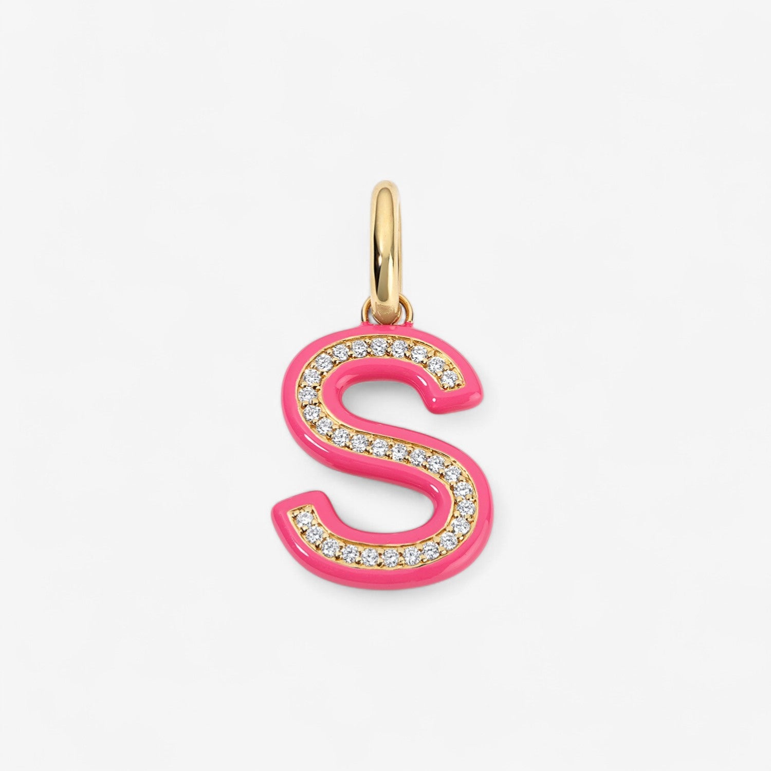 Poppy Enamel Pave Initial Charm