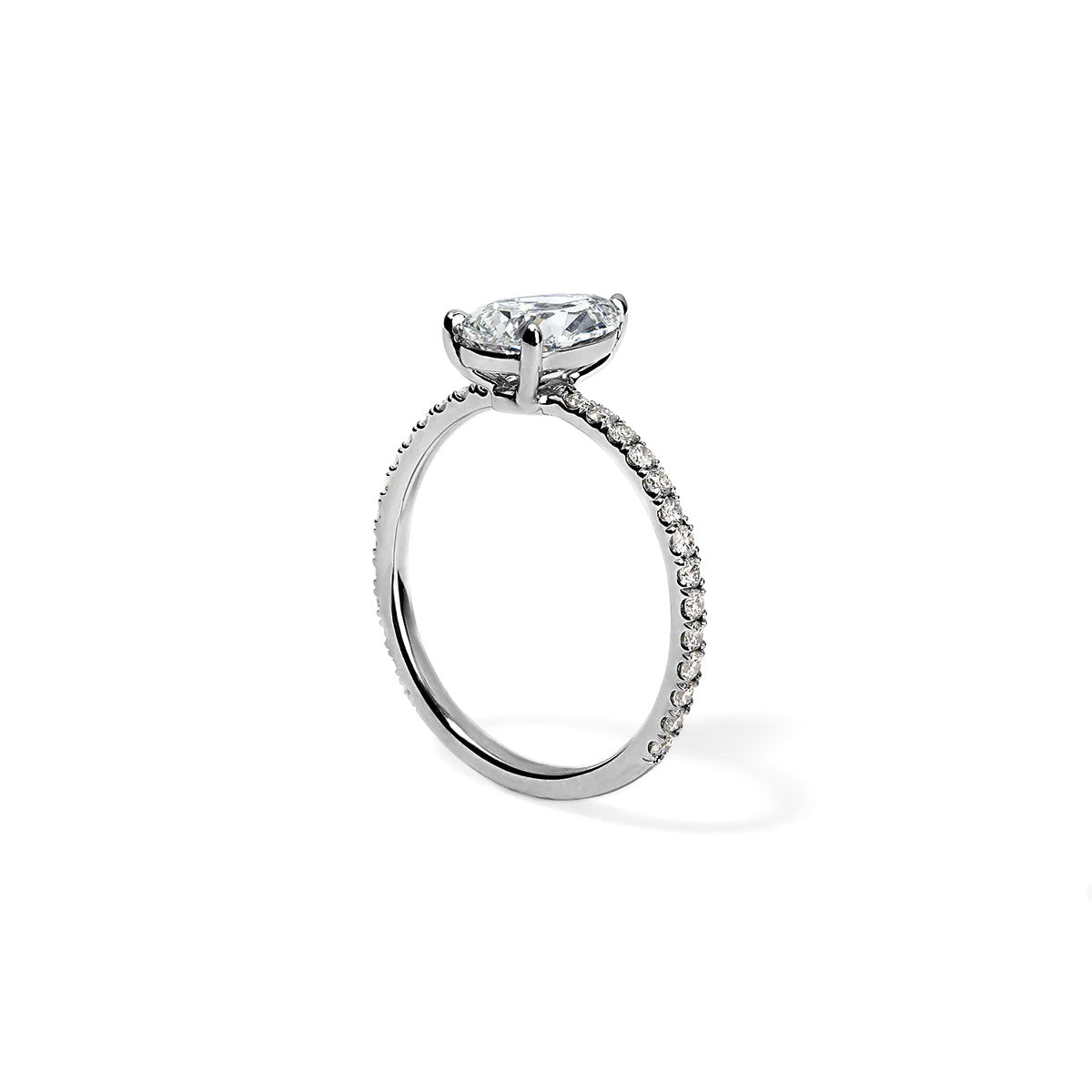 1.20CT Pear Pave Solitaire Engagement Ring