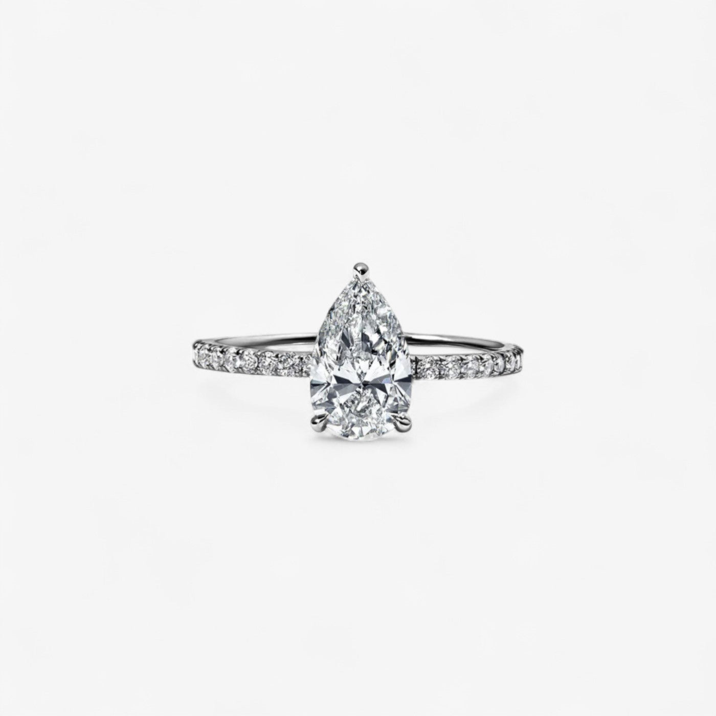 1.20CT Pear Pave Solitaire Engagement Ring