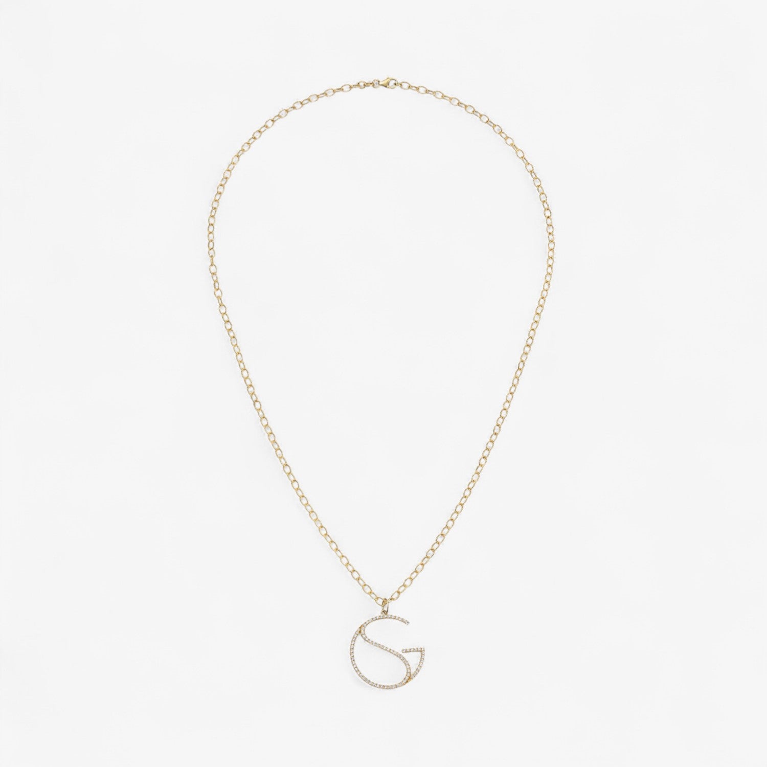 Large Diamond Hidden Initial Necklace