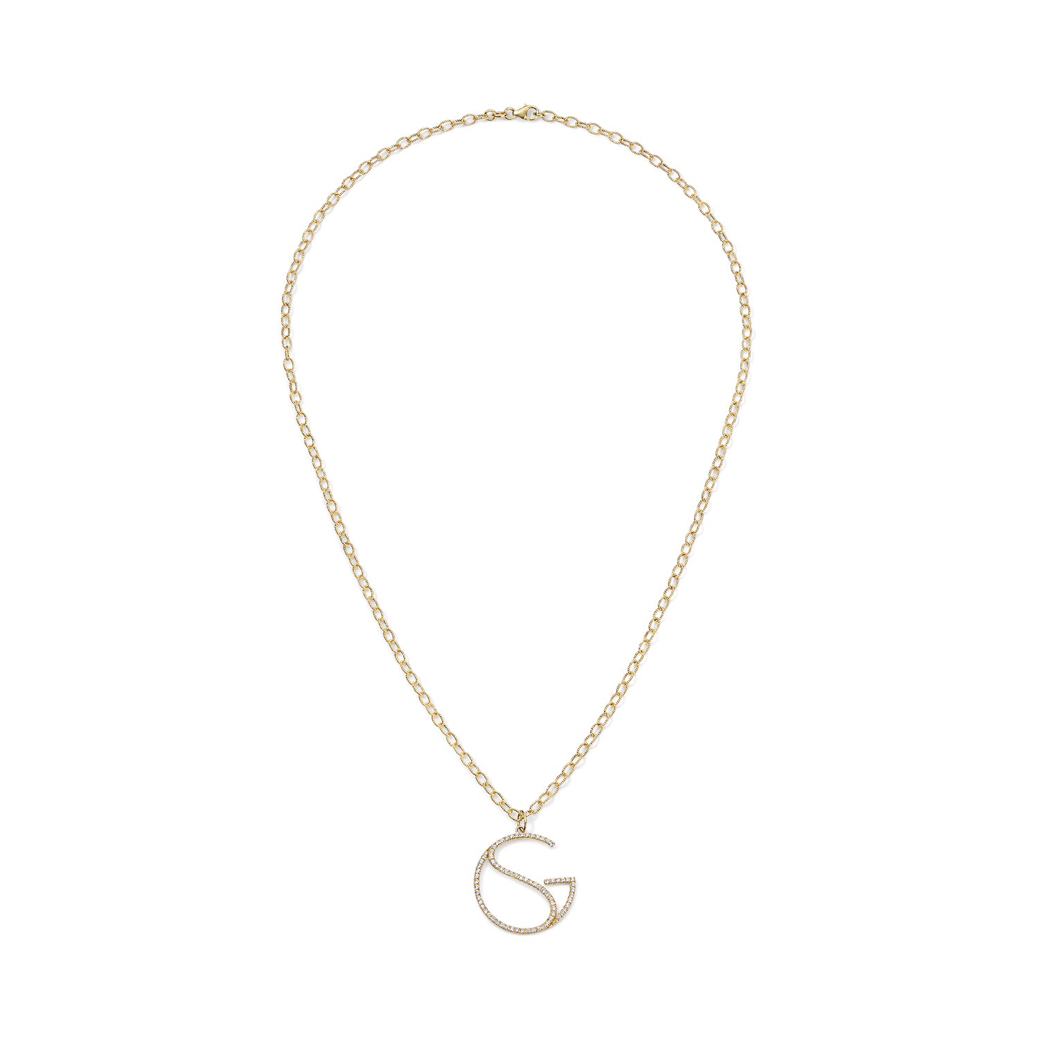 Large Diamond Hidden Initial Necklace