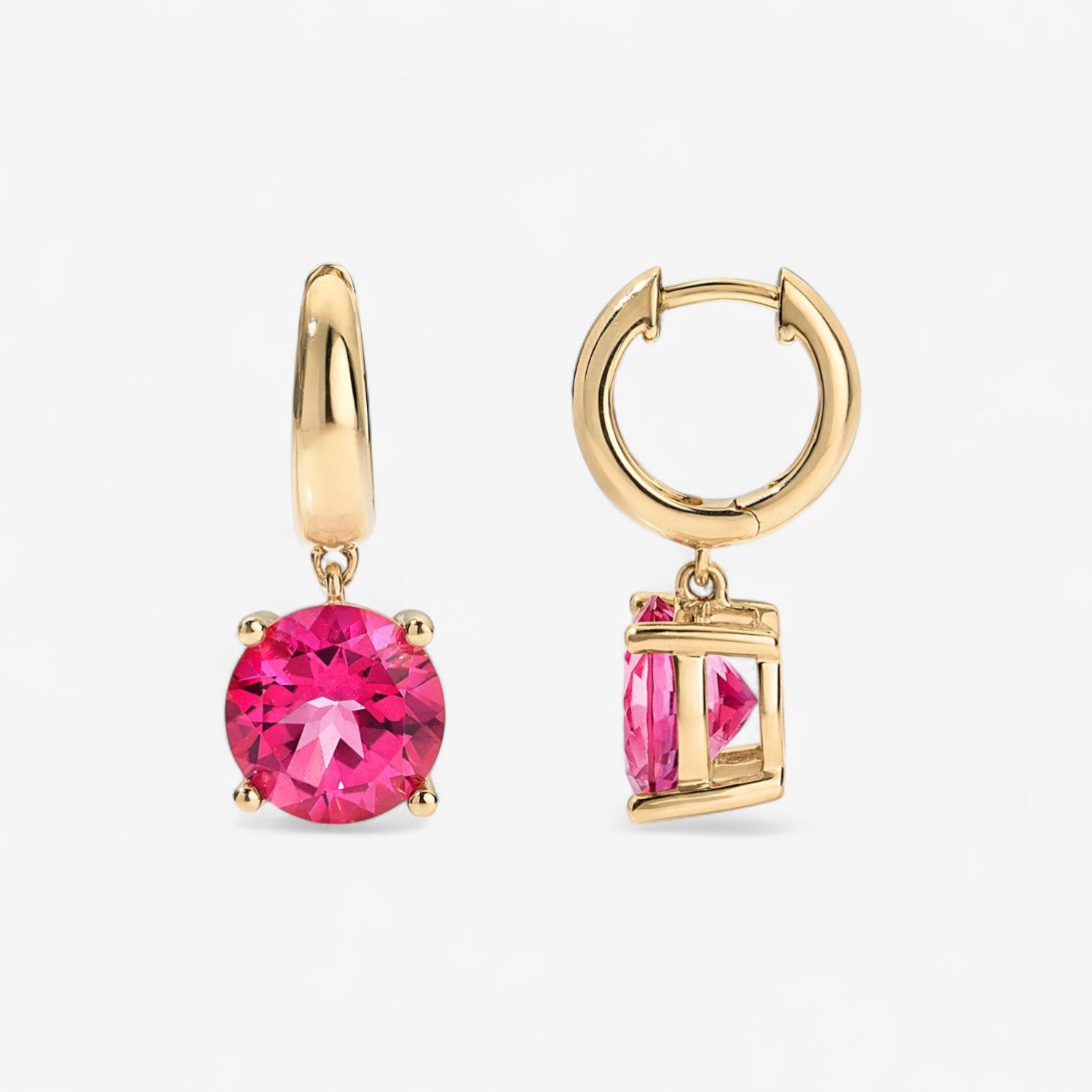Madison Pink Topaz Drop Huggies