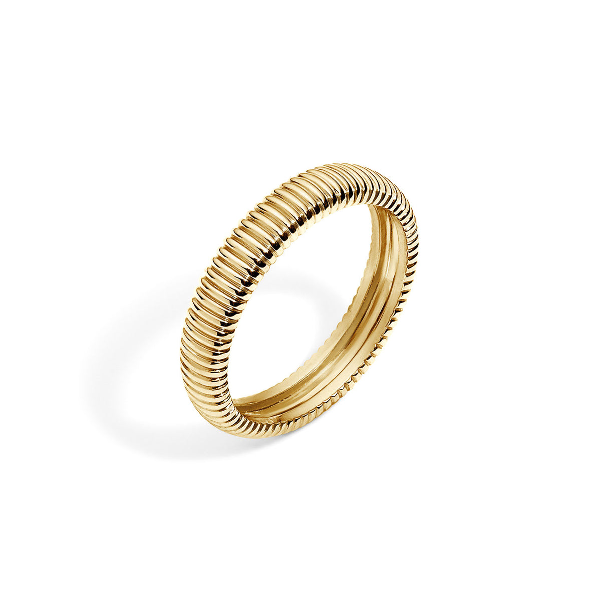 Gold Metal Rign Gold Ridged Ring