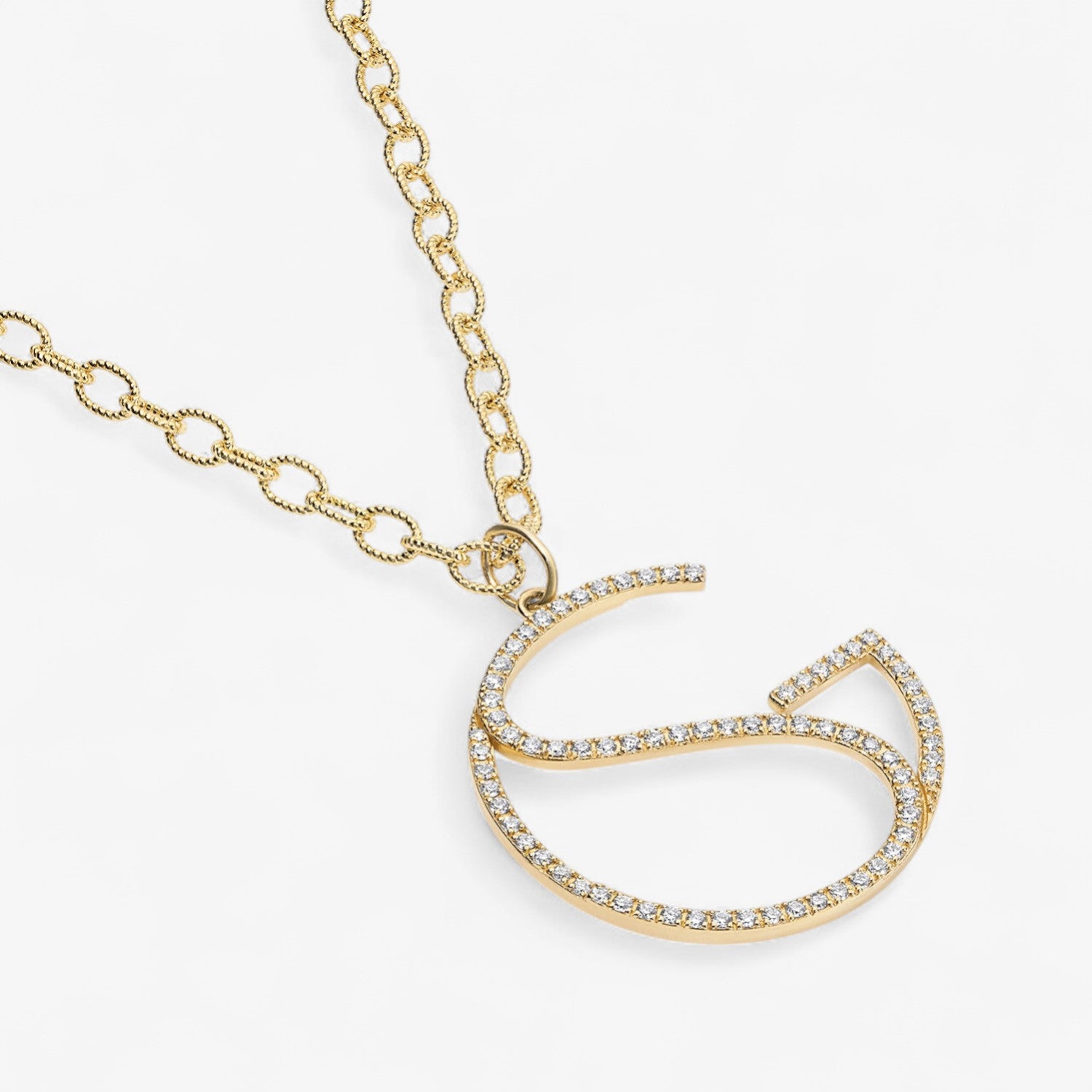 Large Diamond Hidden Initial Necklace
