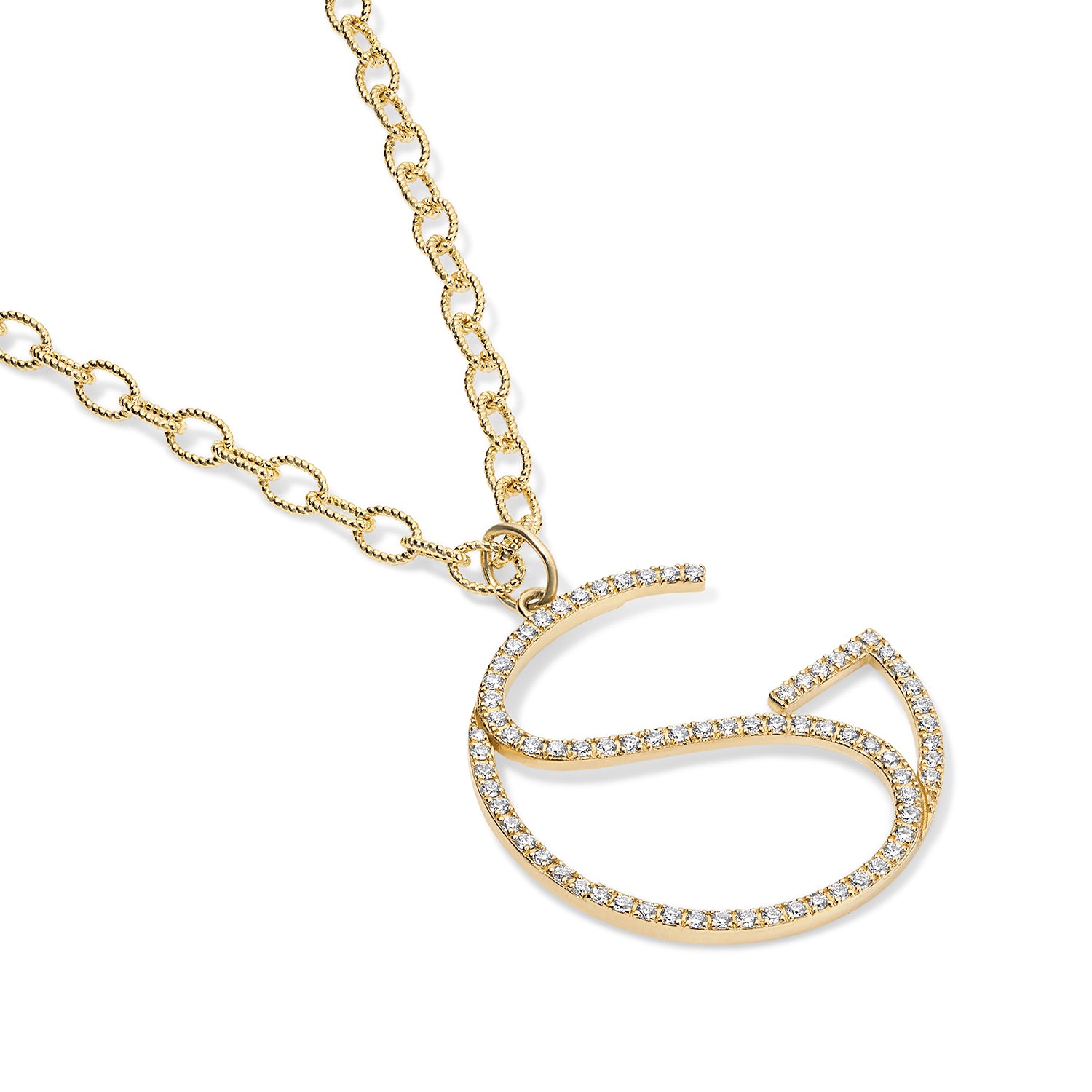 Large Diamond Hidden Initial Necklace