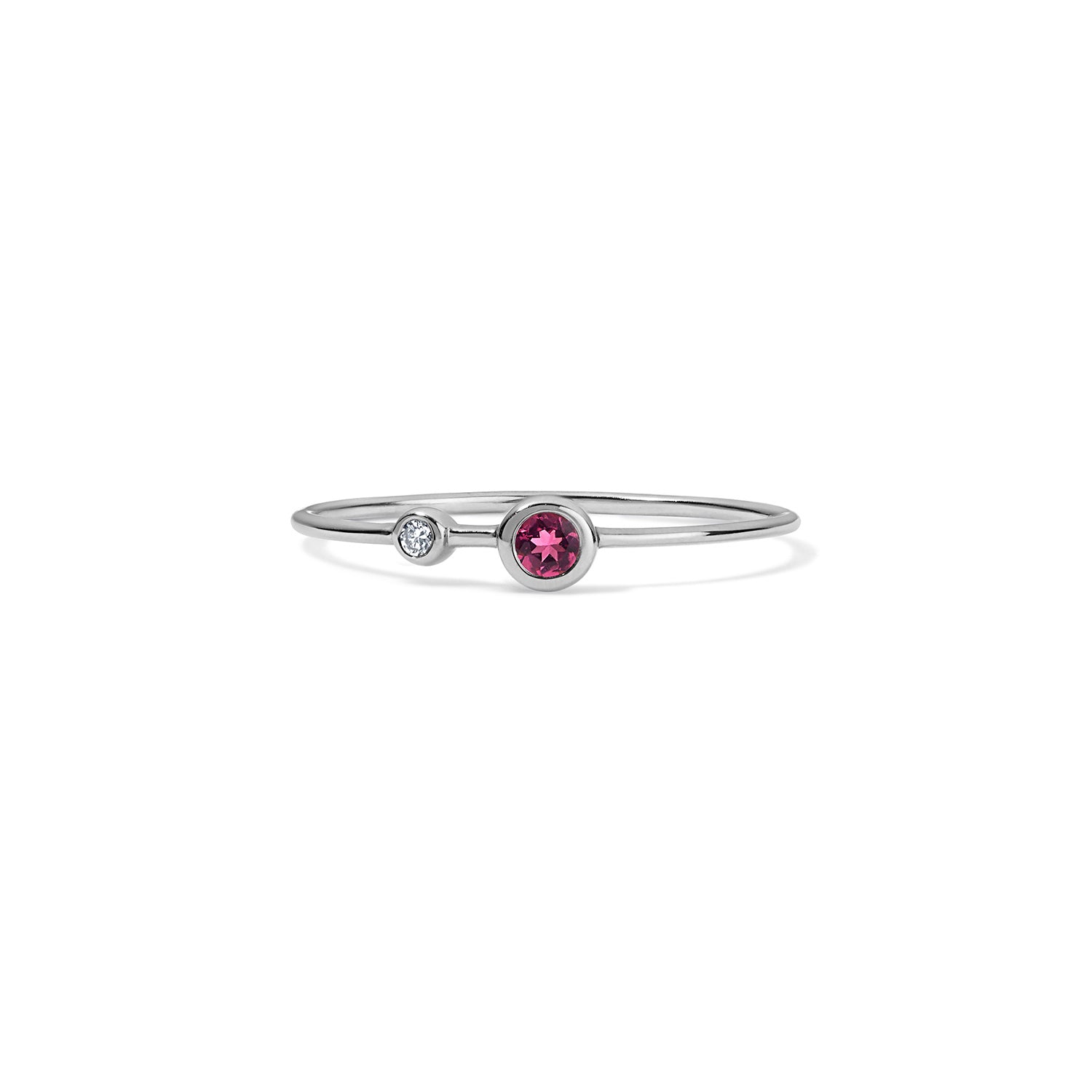 Diamond and Gemstone Two Bezel Ring