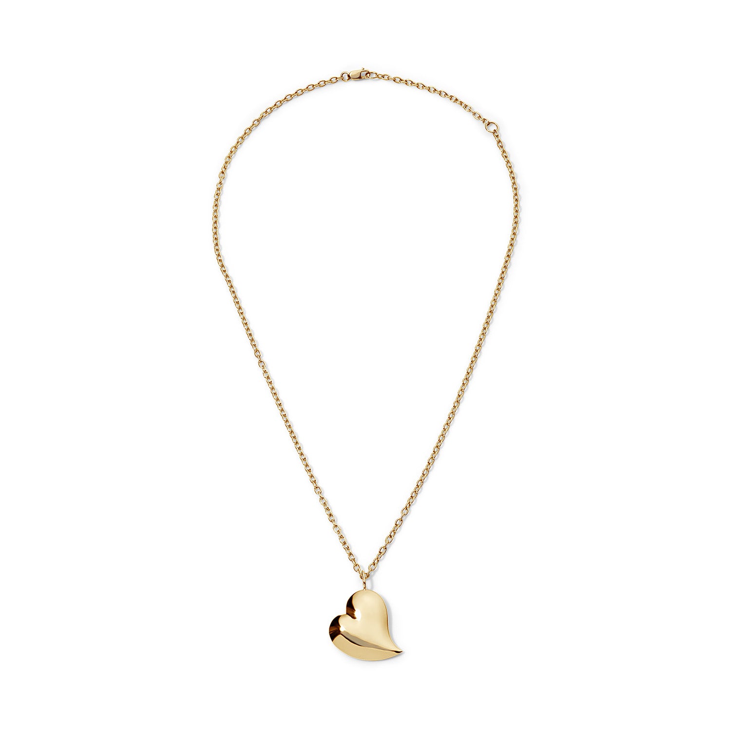 Heartfelt Gold Medium Puffy Heart with Cable Chain Necklace