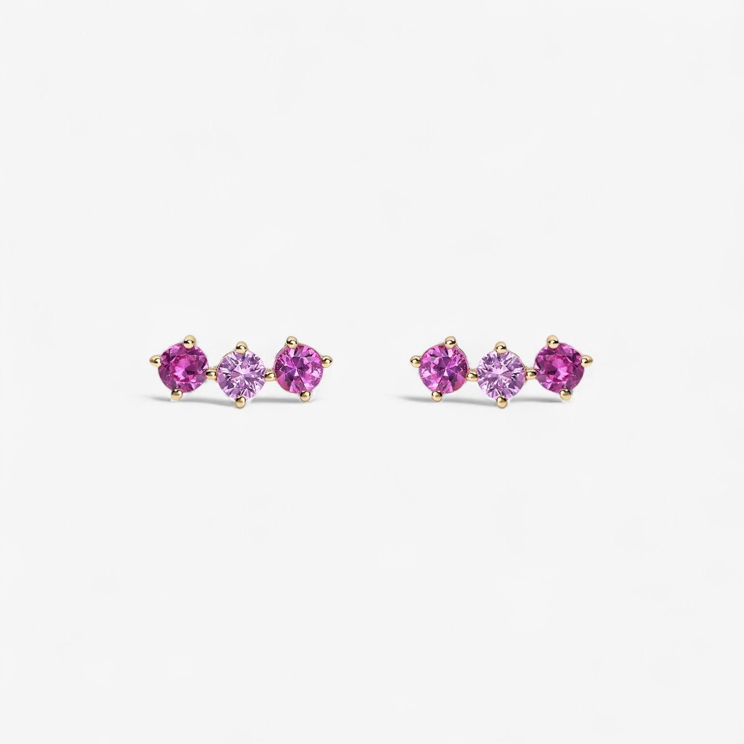 Grace Pink Sapphire Trio Studs