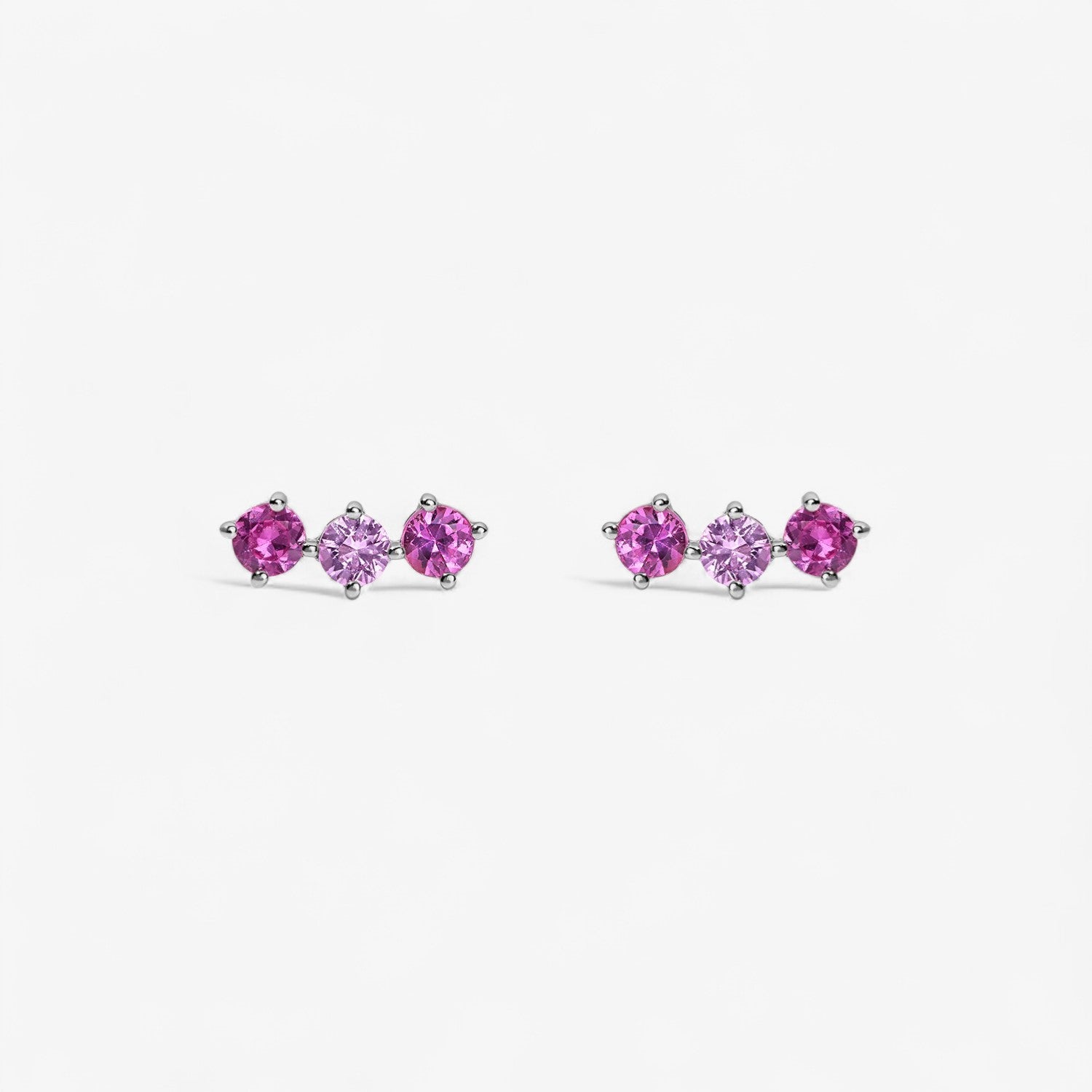 Grace Pink Sapphire Trio Studs