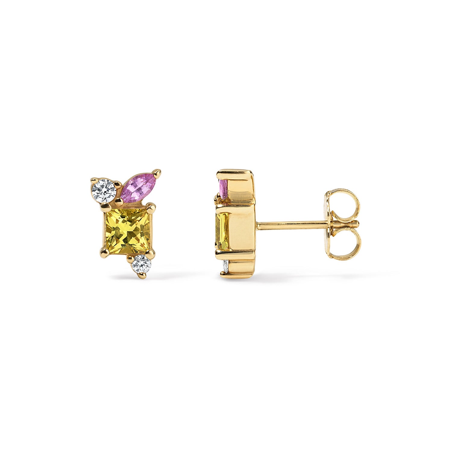 Yellow Sapphire and Diamond Studs