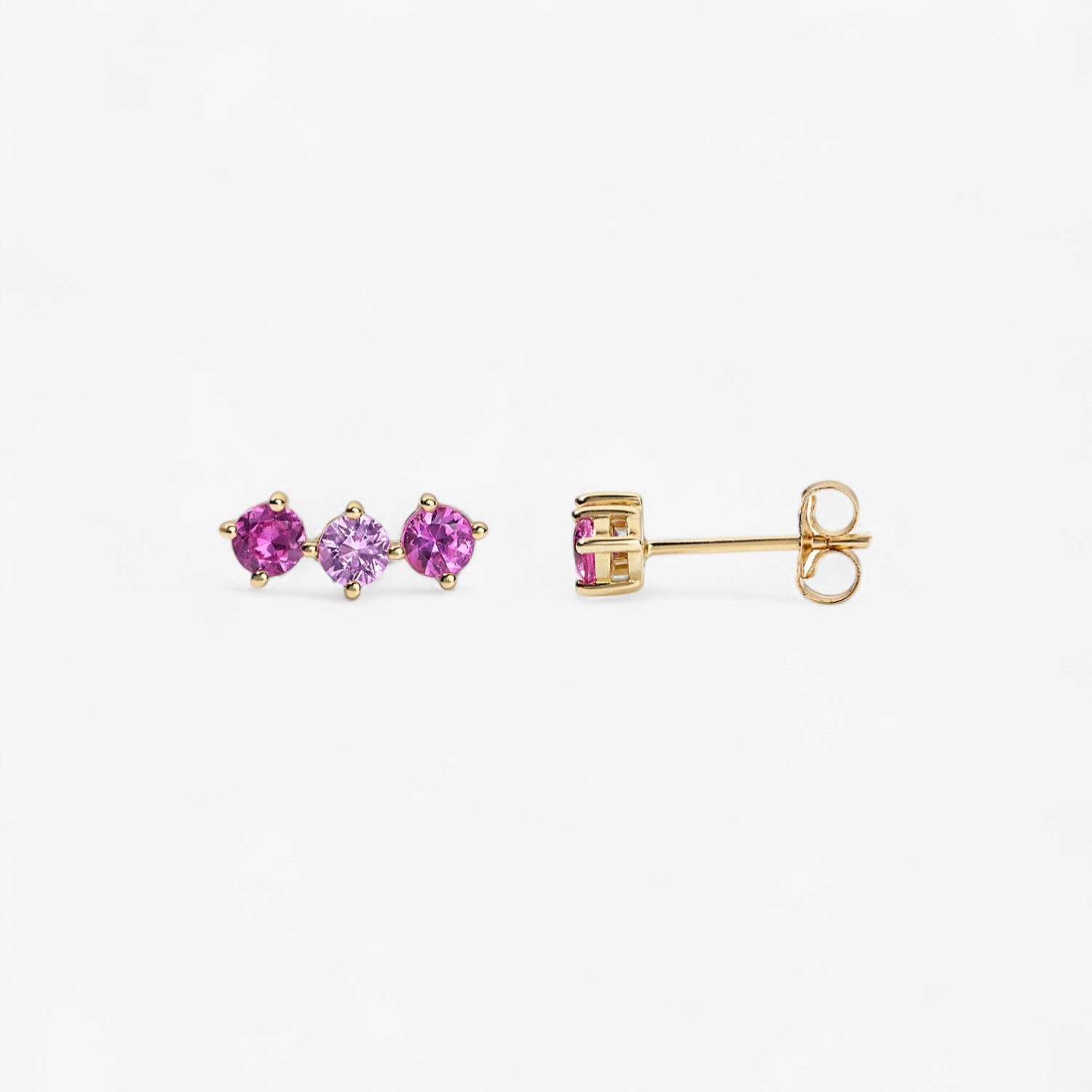 Grace Pink Sapphire Trio Studs