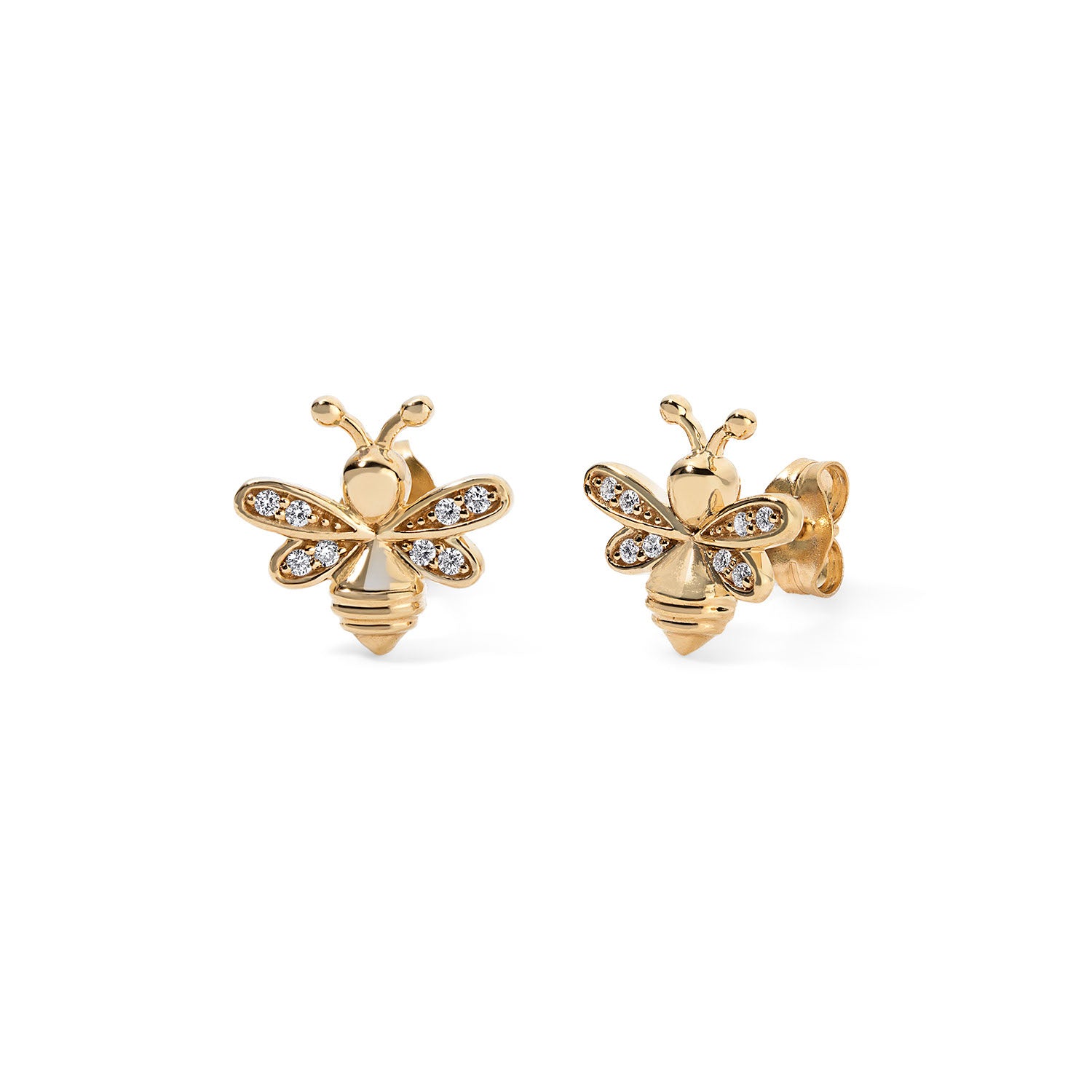 Gold and Diamond Bee Studs