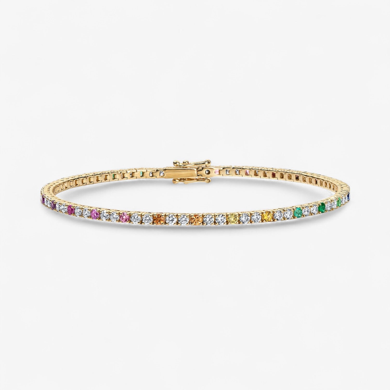 Rainbow Sapphire and Diamond Tennis Bracelet