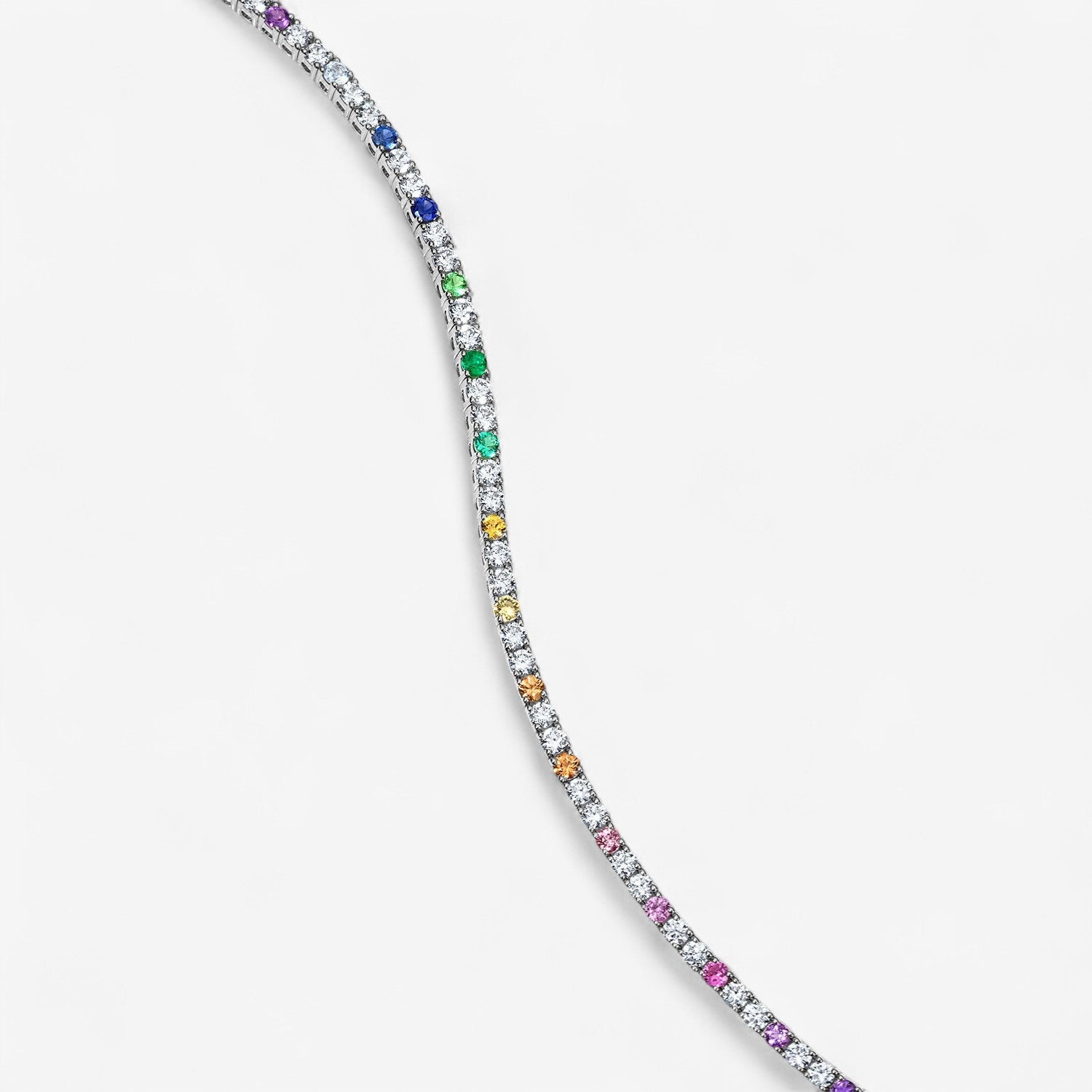 Rainbow Sapphire and Diamond Tennis Bracelet