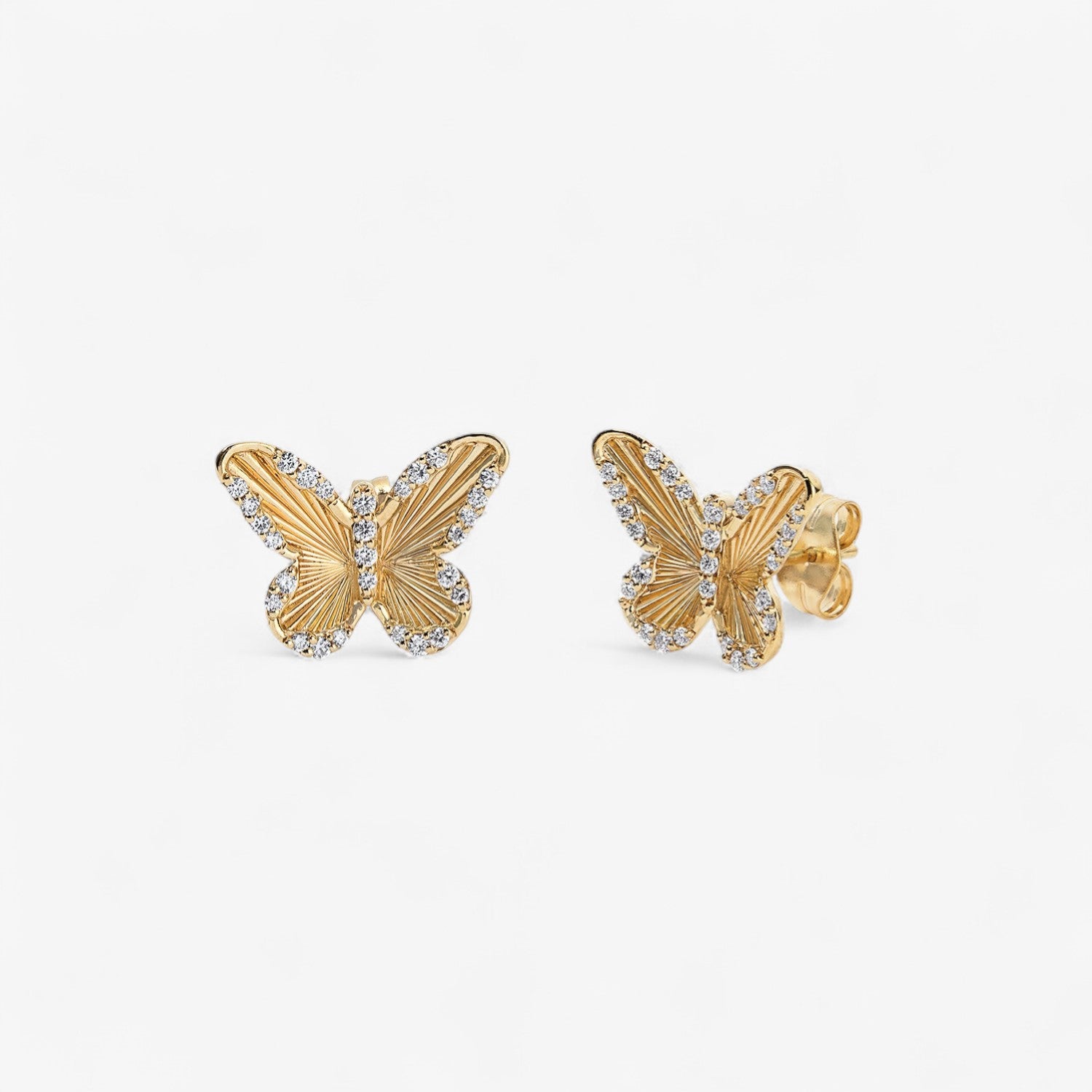Gold and Diamond Butterfly Studs