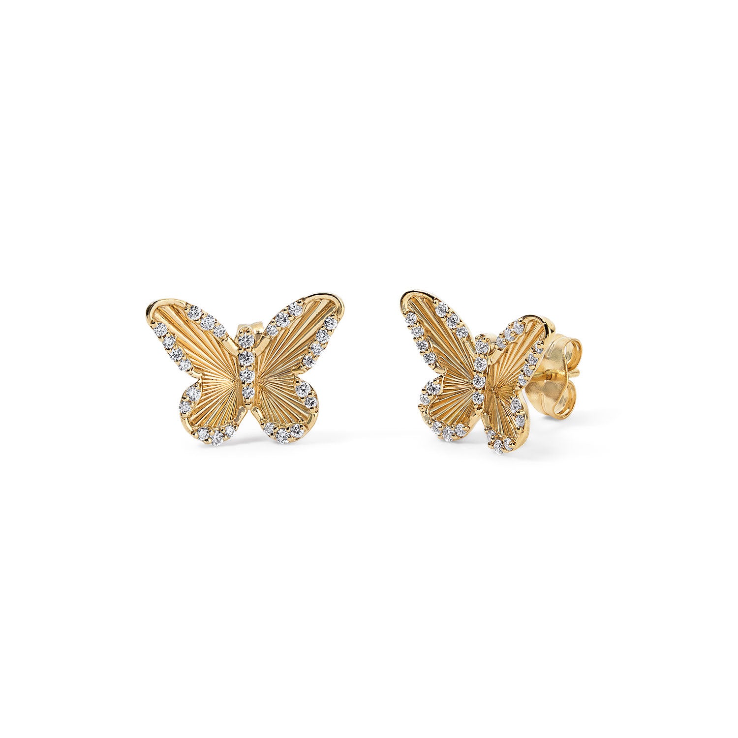 Gold and Diamond Butterfly Studs