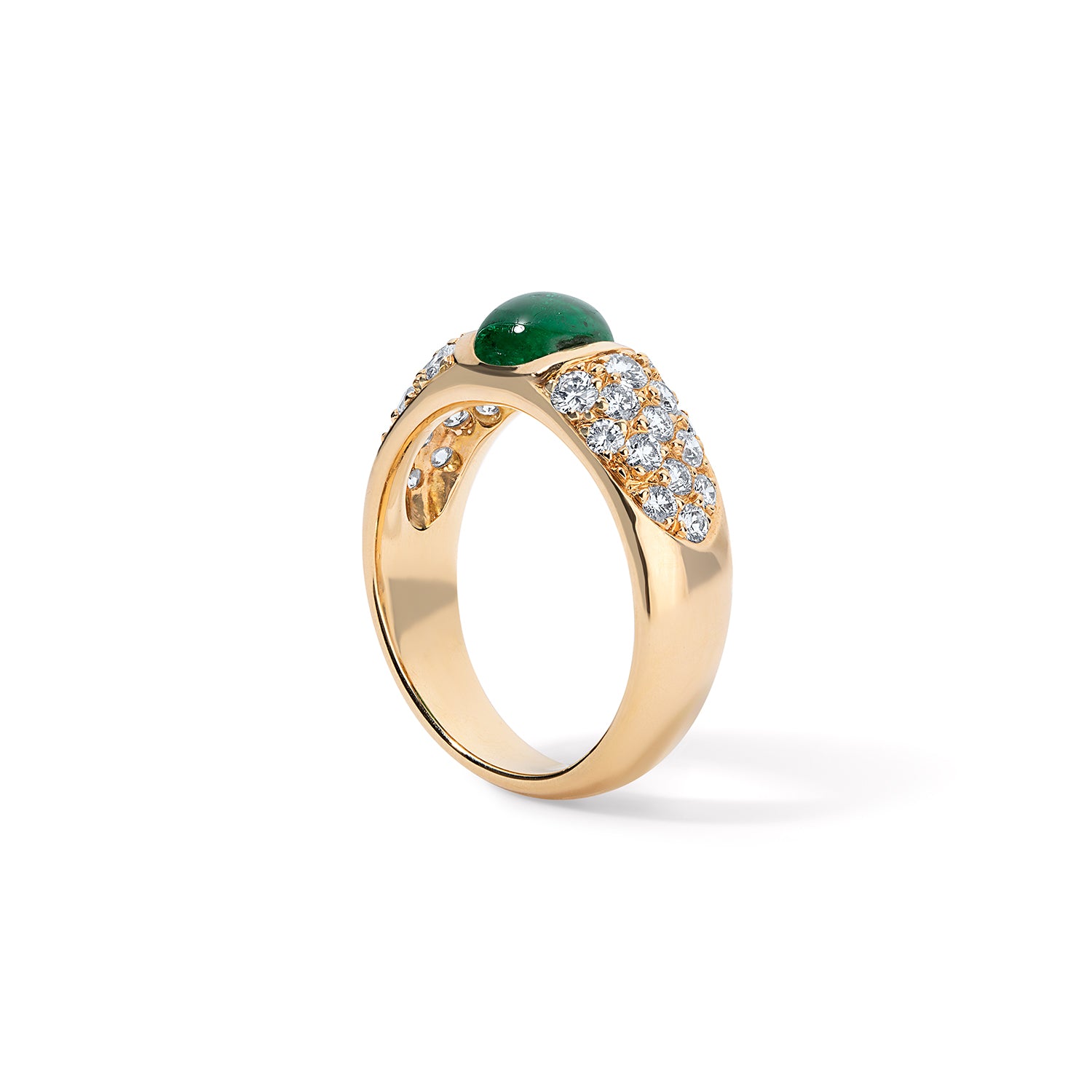 Vintage Cabochon Emerald and Diamond Ring