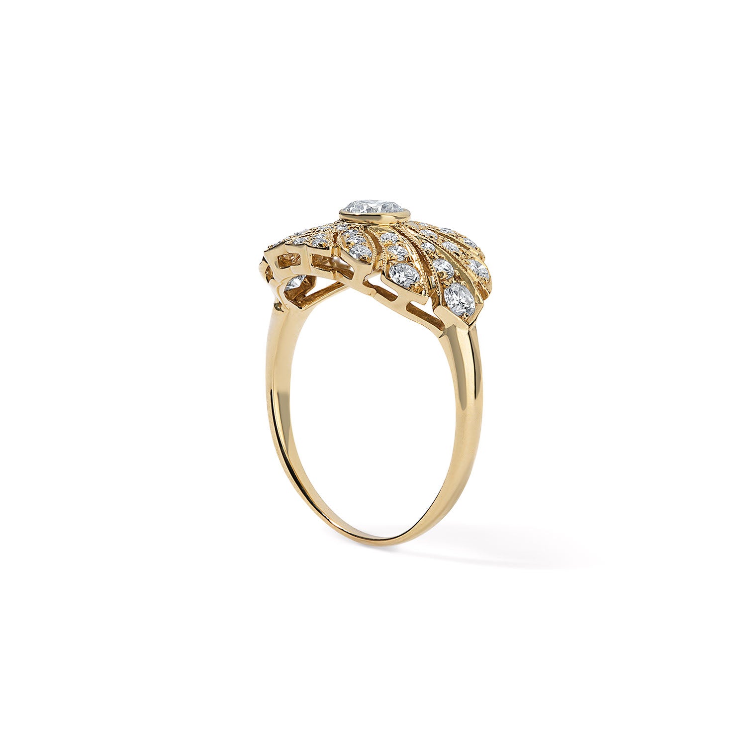 Vintage Bezel Set Diamond Statement Ring