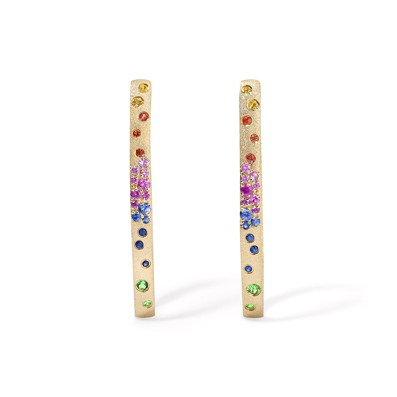 Rainbow and Gold Oval Hoop Earrings