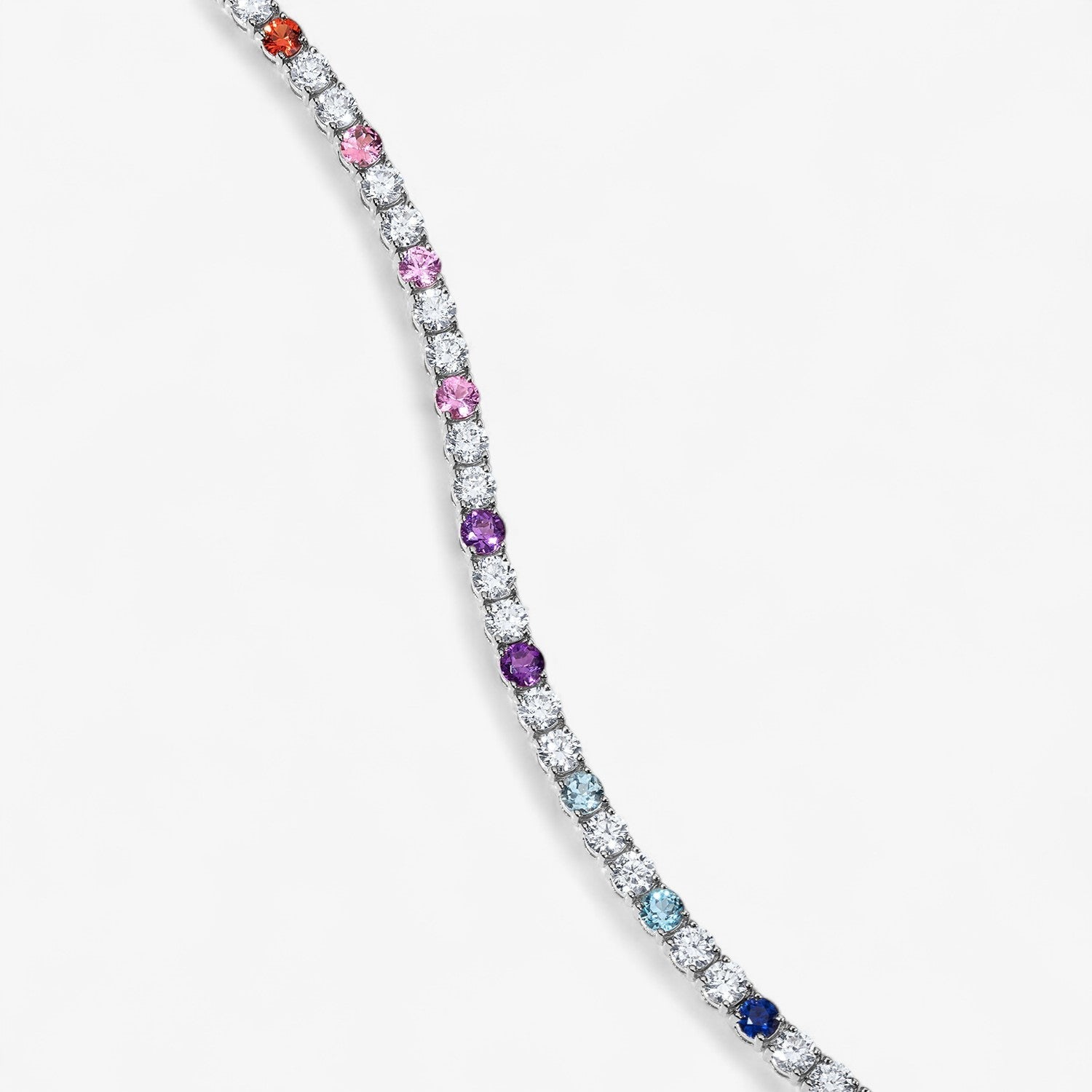 Rainbow Sapphire and Diamond Tennis Bracelet