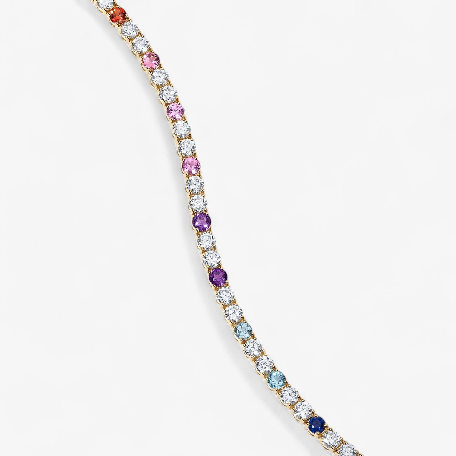 Rainbow Sapphire and Diamond Tennis Bracelet