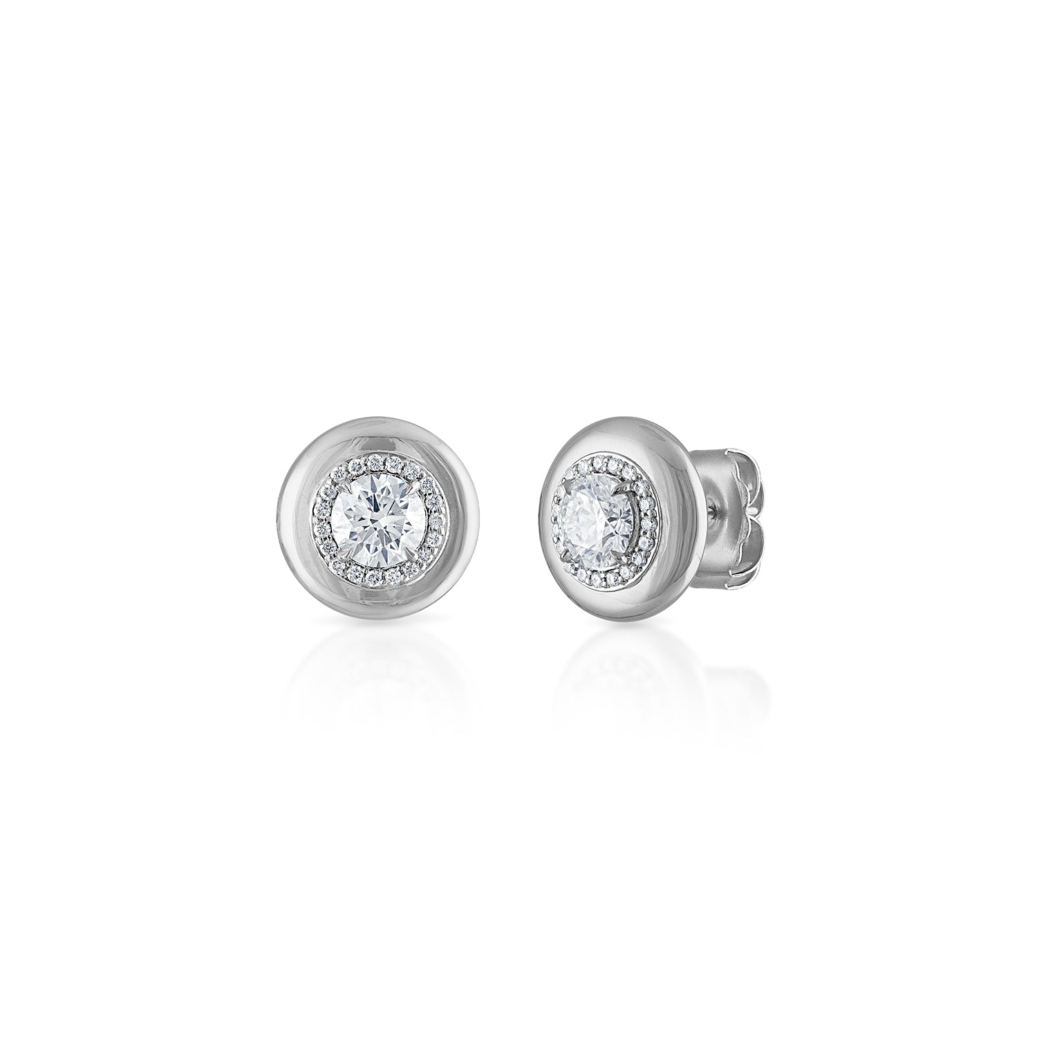 White Topaz Button Stud Earrings