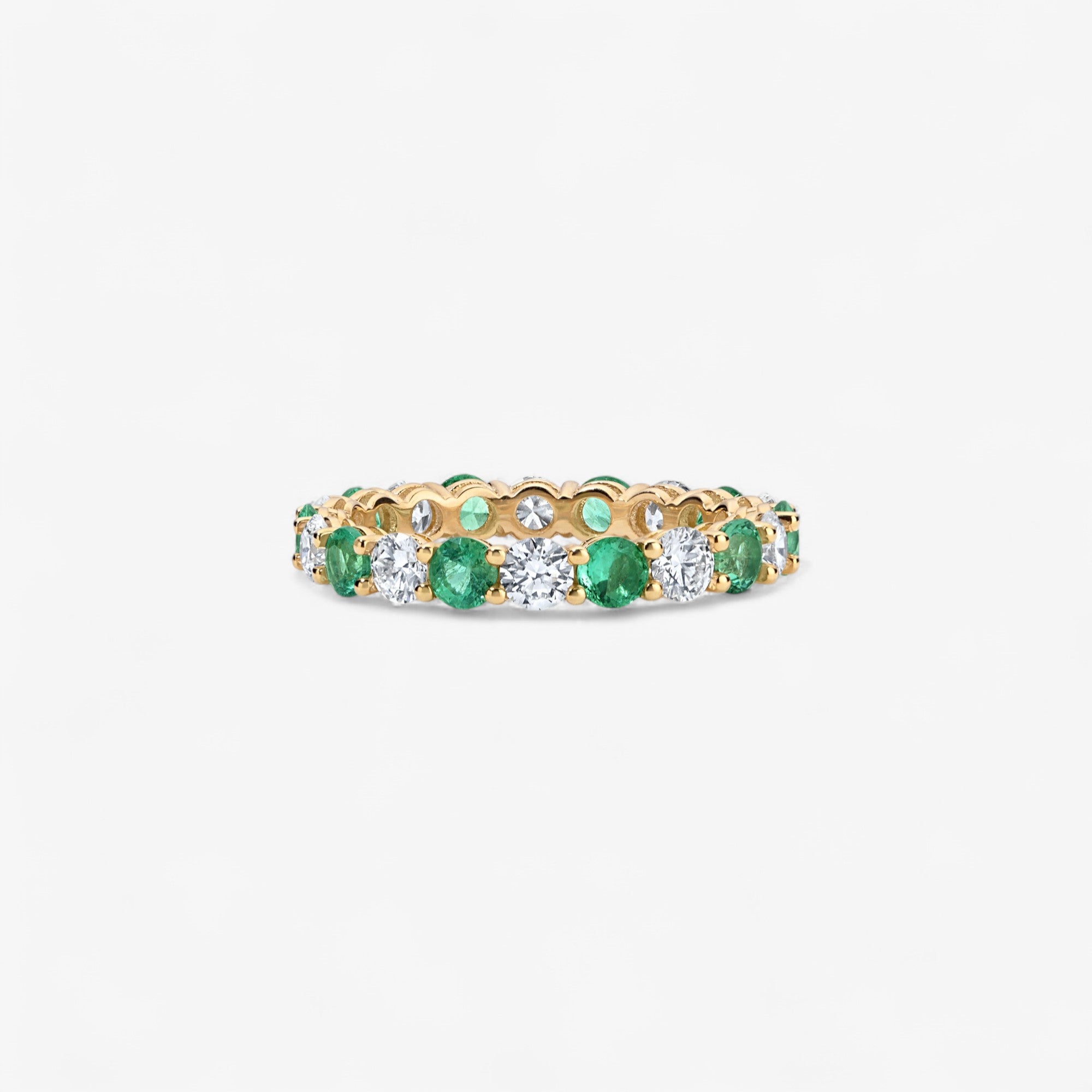 Grace Emerald and Diamond Eternity Band 14K Yellow Gold