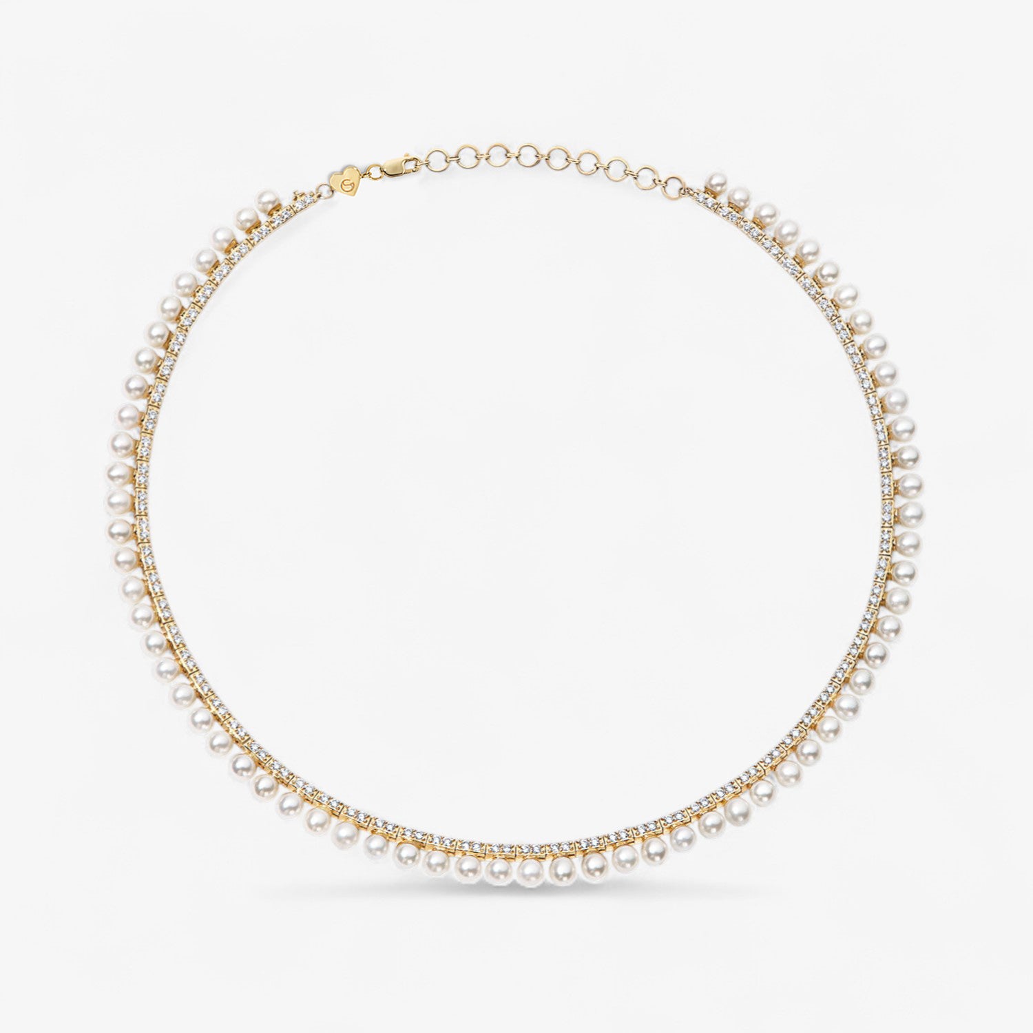 Grace Pearl and Diamond Tennis Necklace