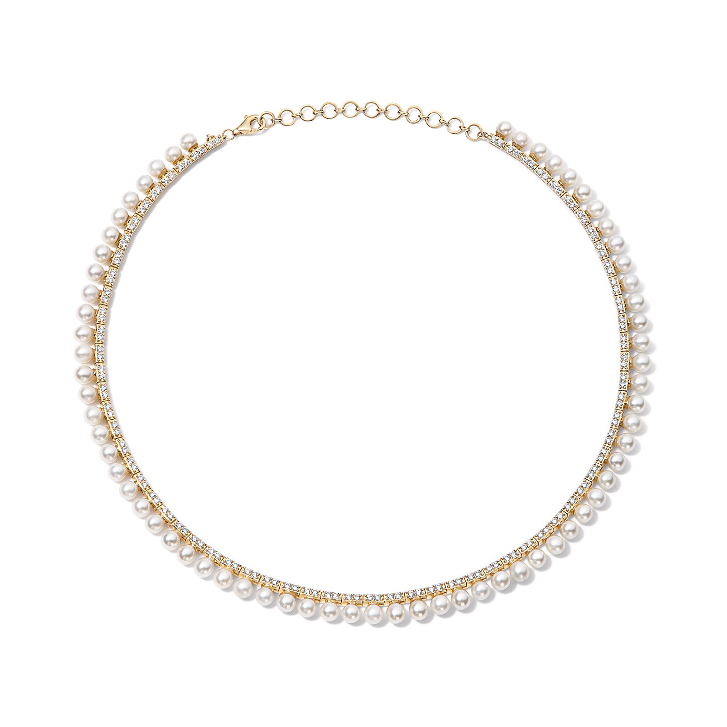 Pearl and Diamond Tennis Necklace