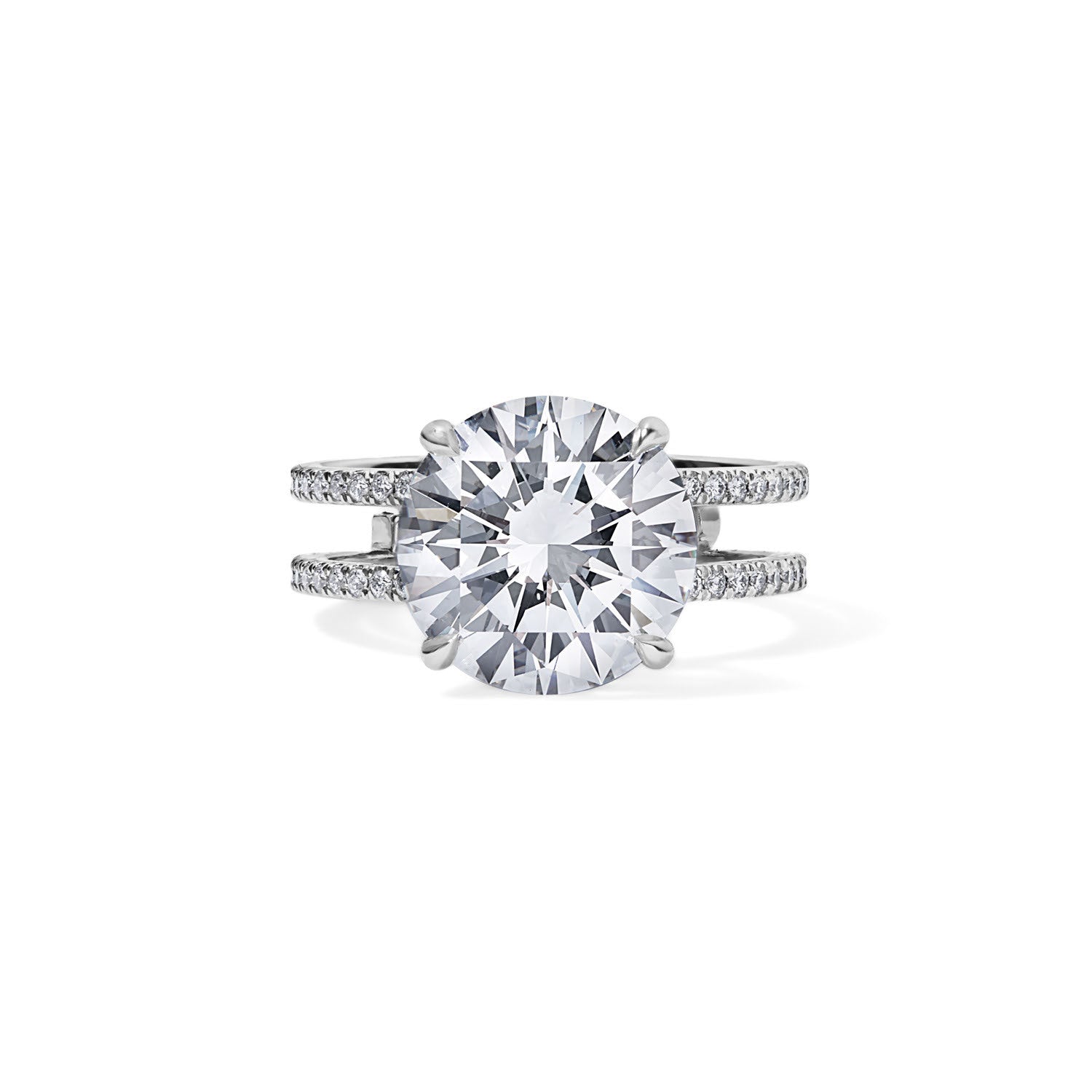 4.18CT Round Double Pave Band Engagement Ring