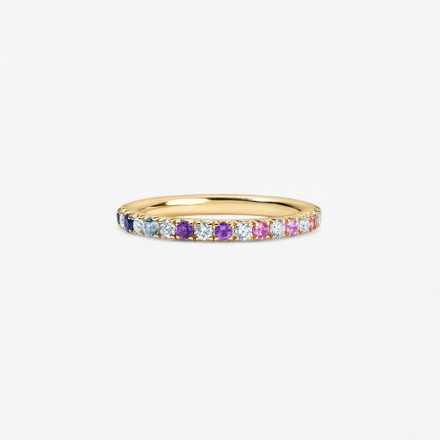 Grace Rainbow Sapphire and Diamond Stack Band