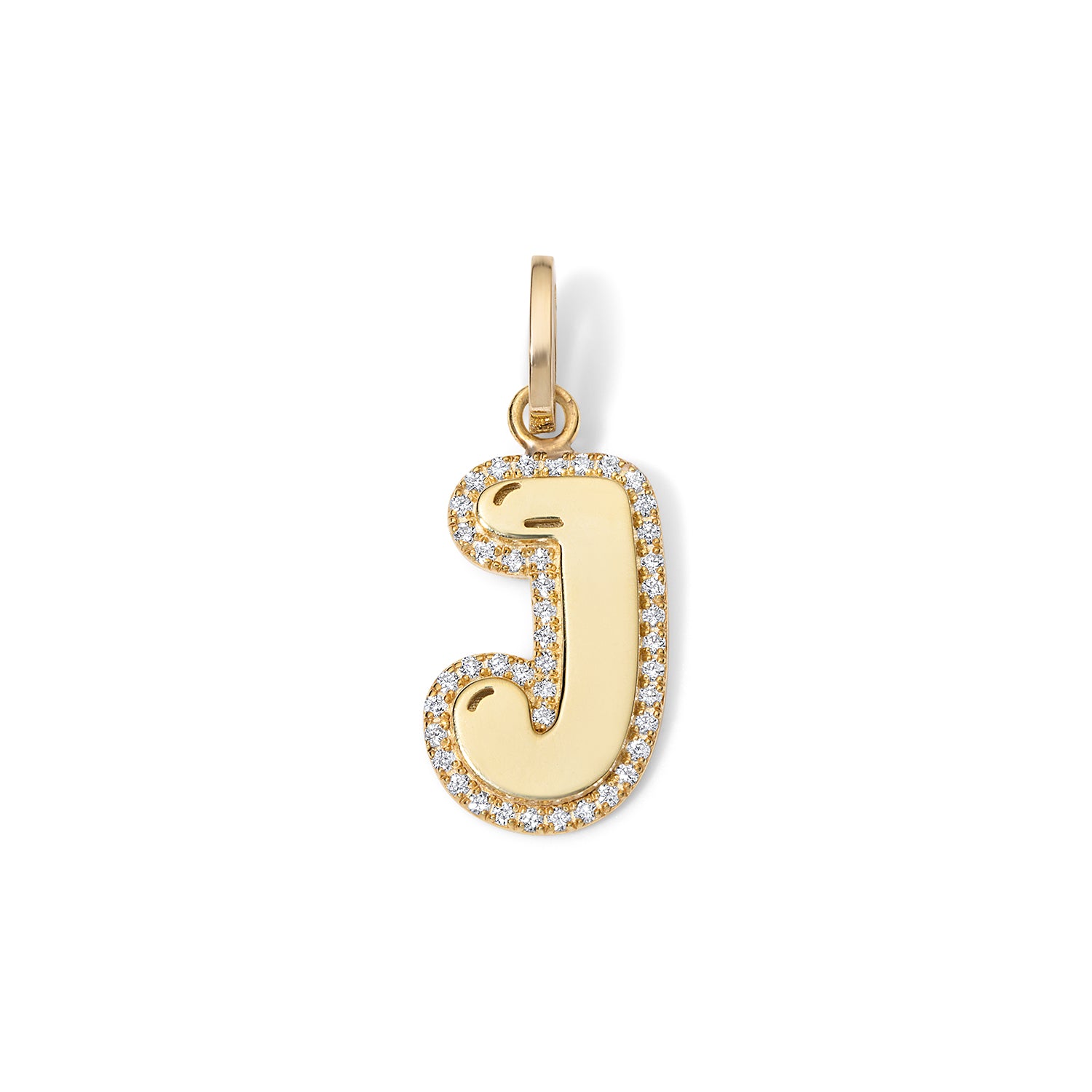 Sterling Silver Jumbo Bubble Initial With Pave Outline Charm