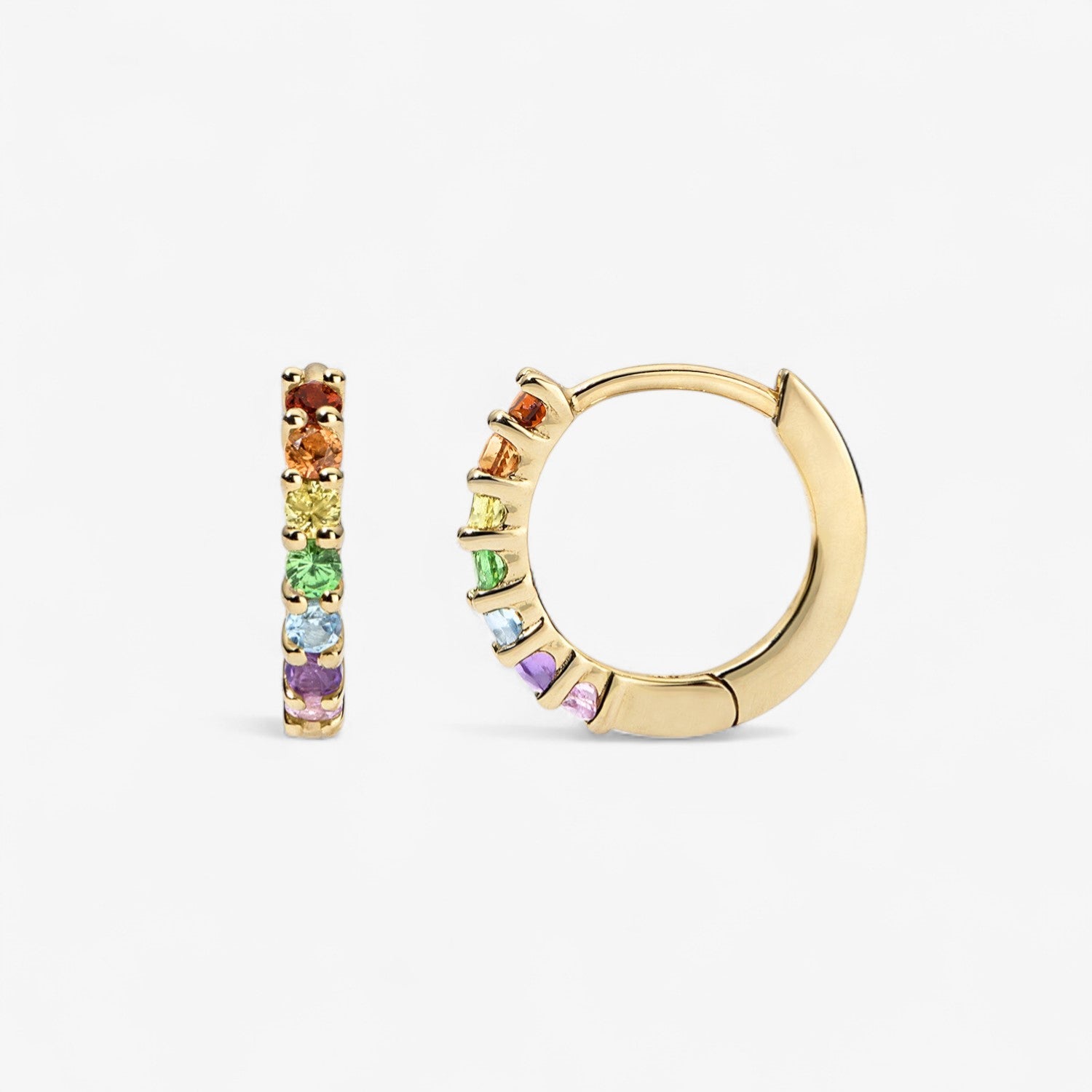 Rainbow Gemstone Huggie
