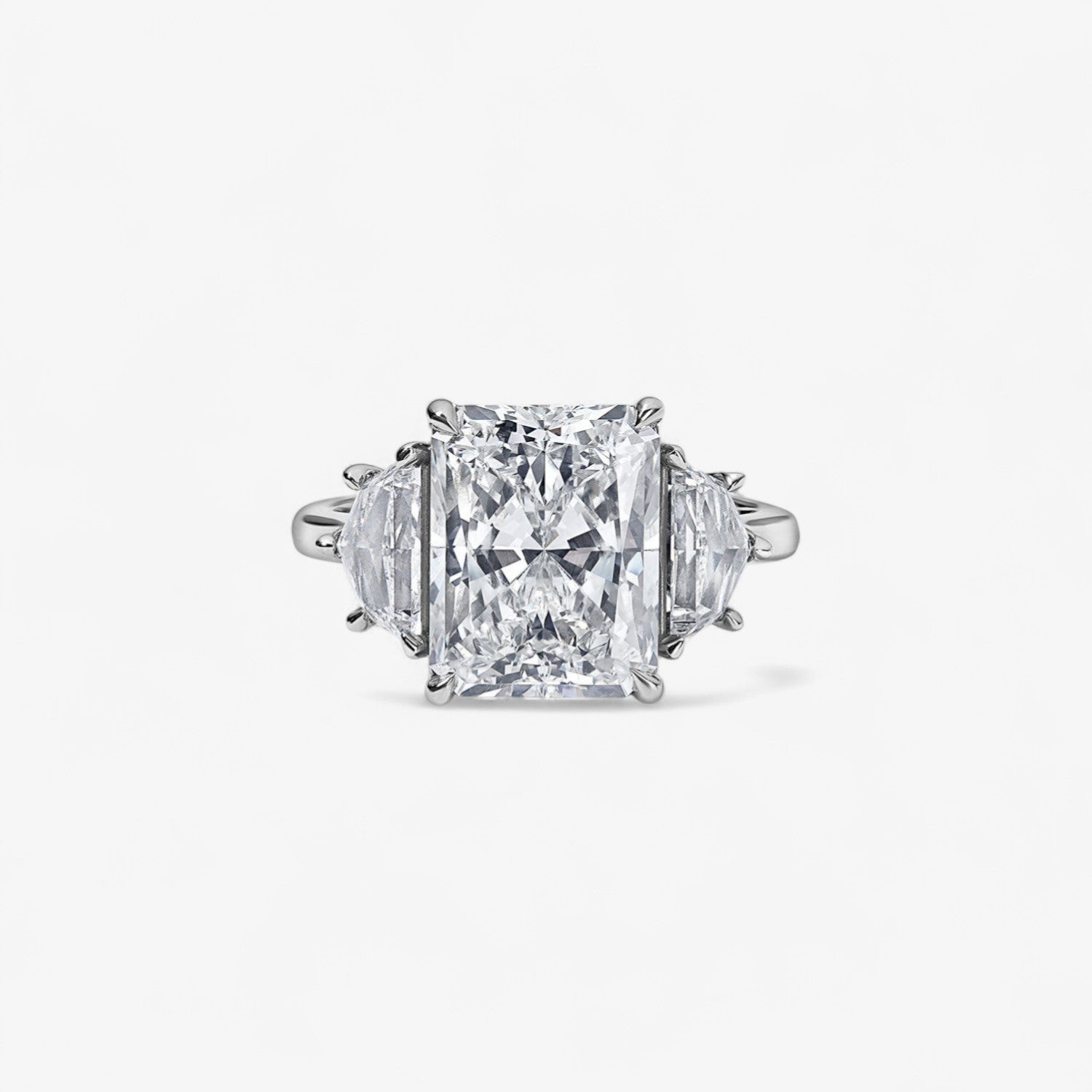4.01CT Radiant Cut With Epaulette Side Stones Engagement Ring