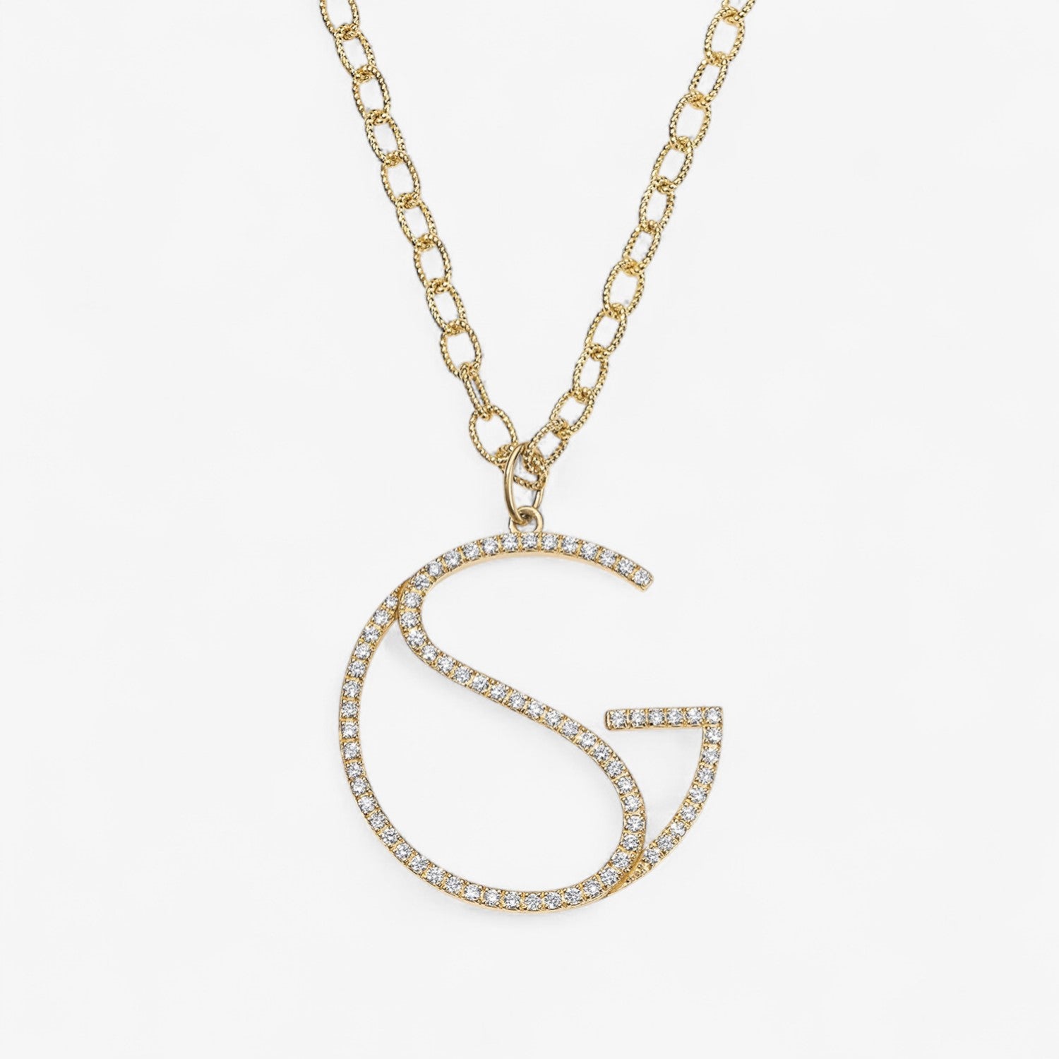 Large Diamond Hidden Initial Necklace