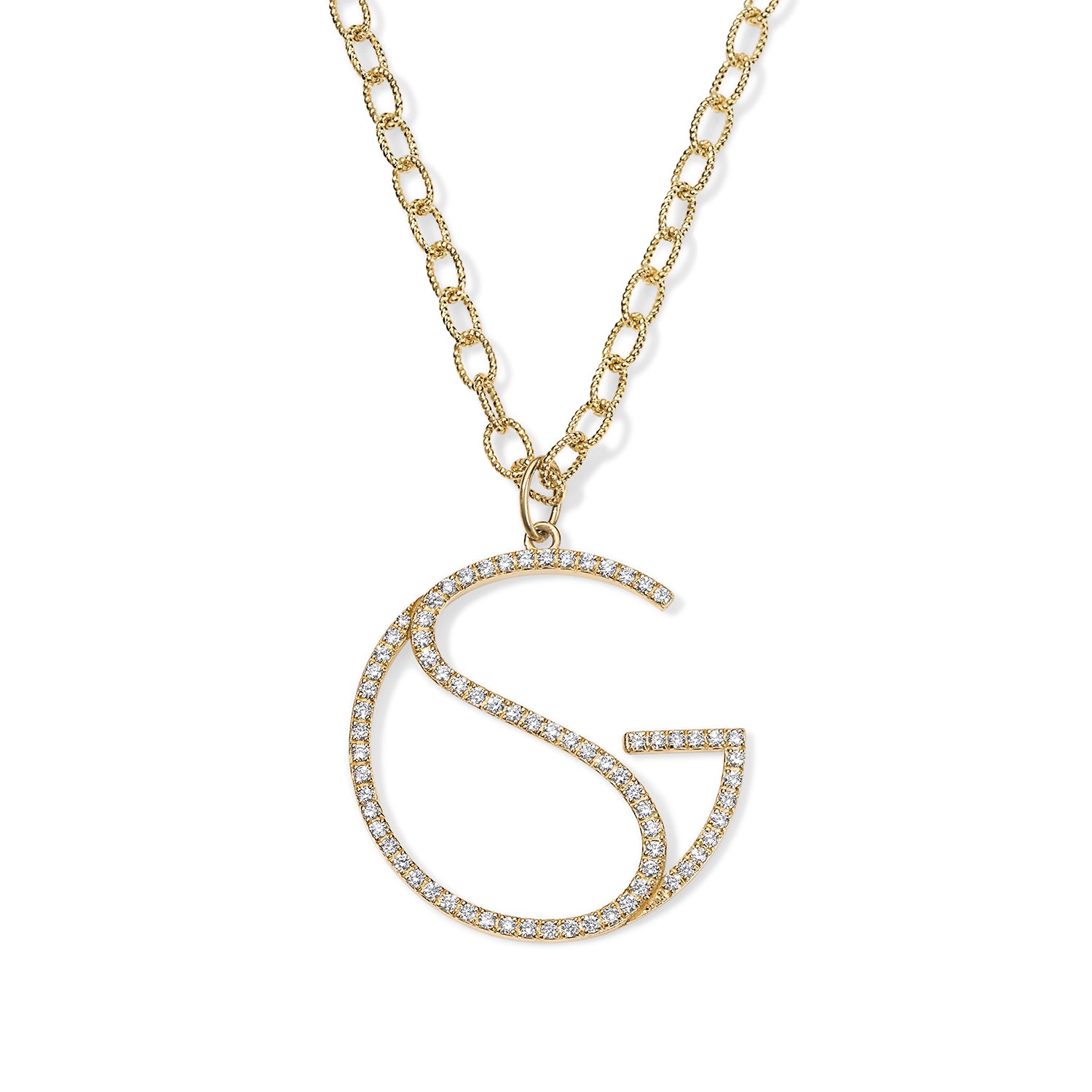 Large Diamond Hidden Initial Necklace
