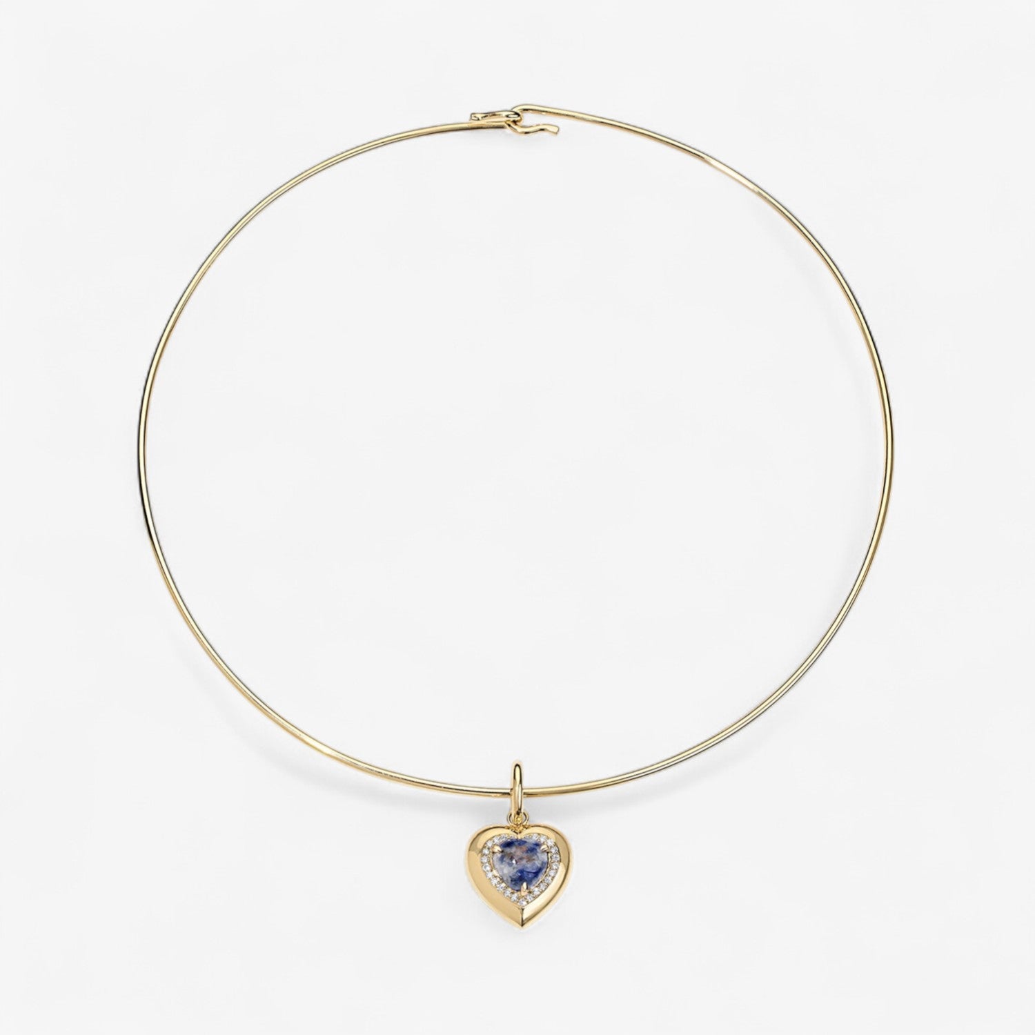 Sodalite Heart Candy Button Pendant