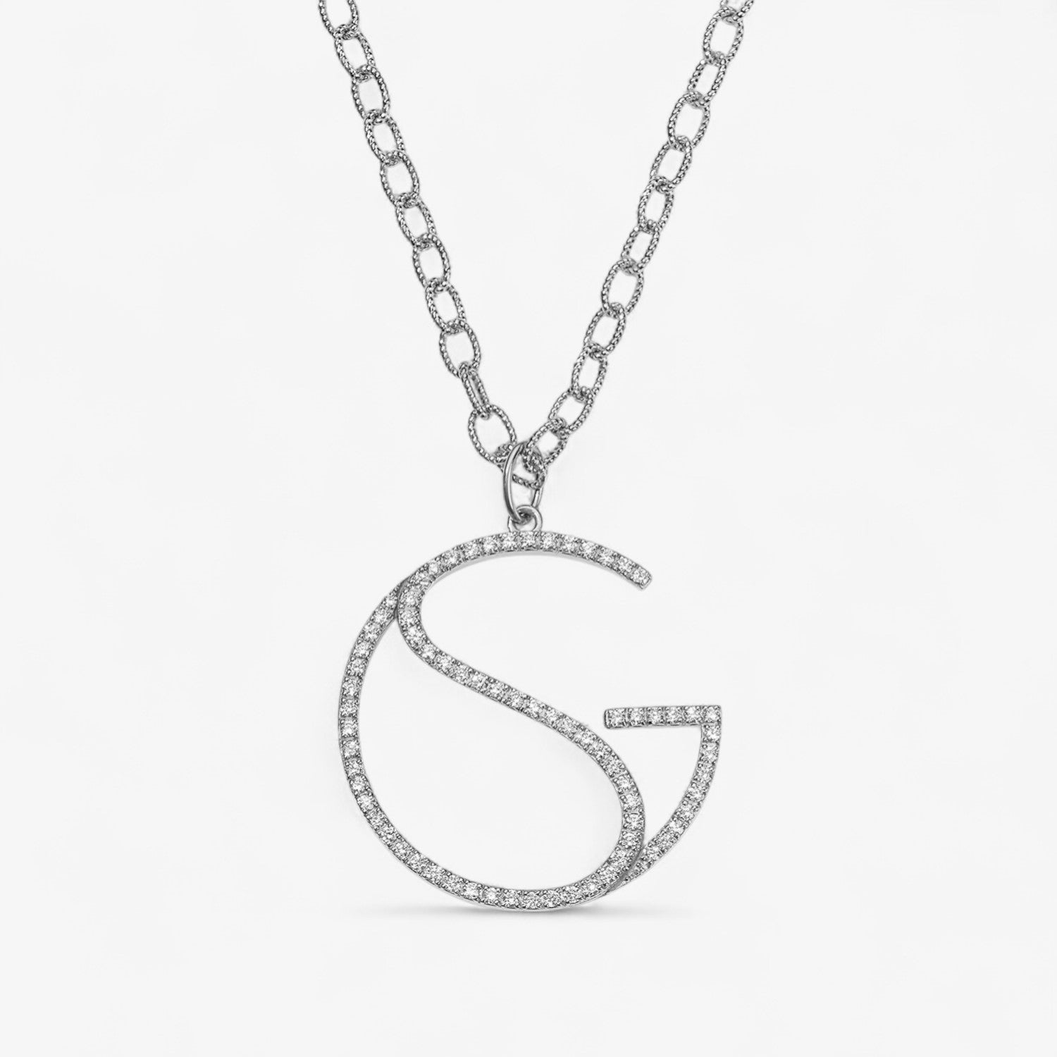 Large Diamond Hidden Initial Necklace