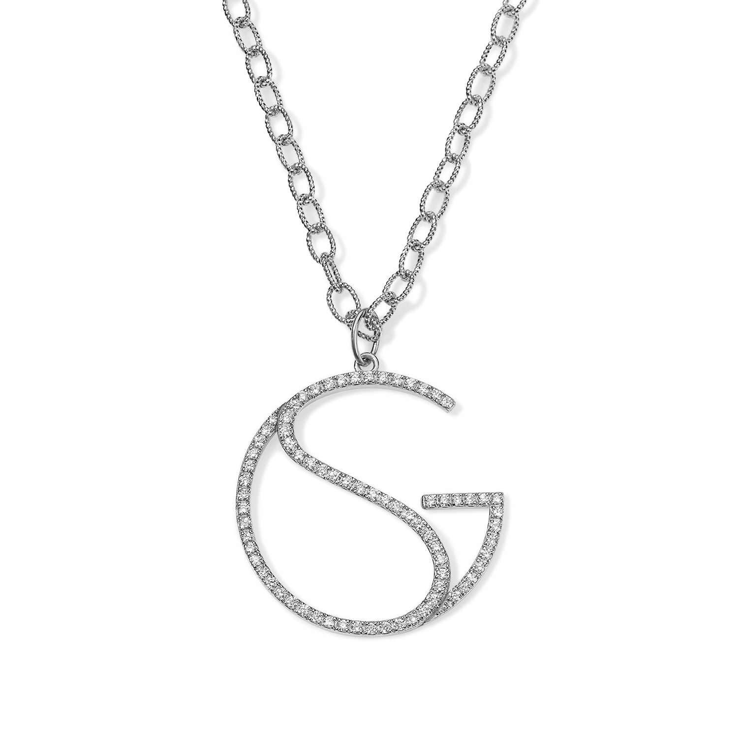Large Diamond Hidden Initial Necklace