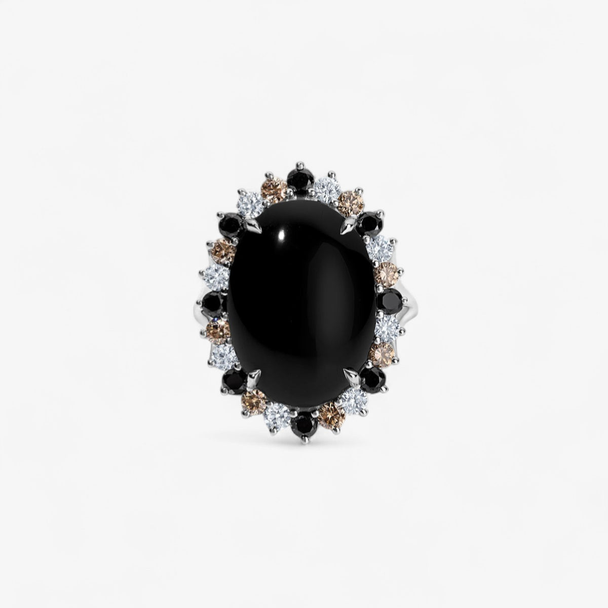 CTHY RING [BLACK AGATE]　19号 Grace Black Agate & Diamond Cocktail Ring in 14K Gold | Stephanie