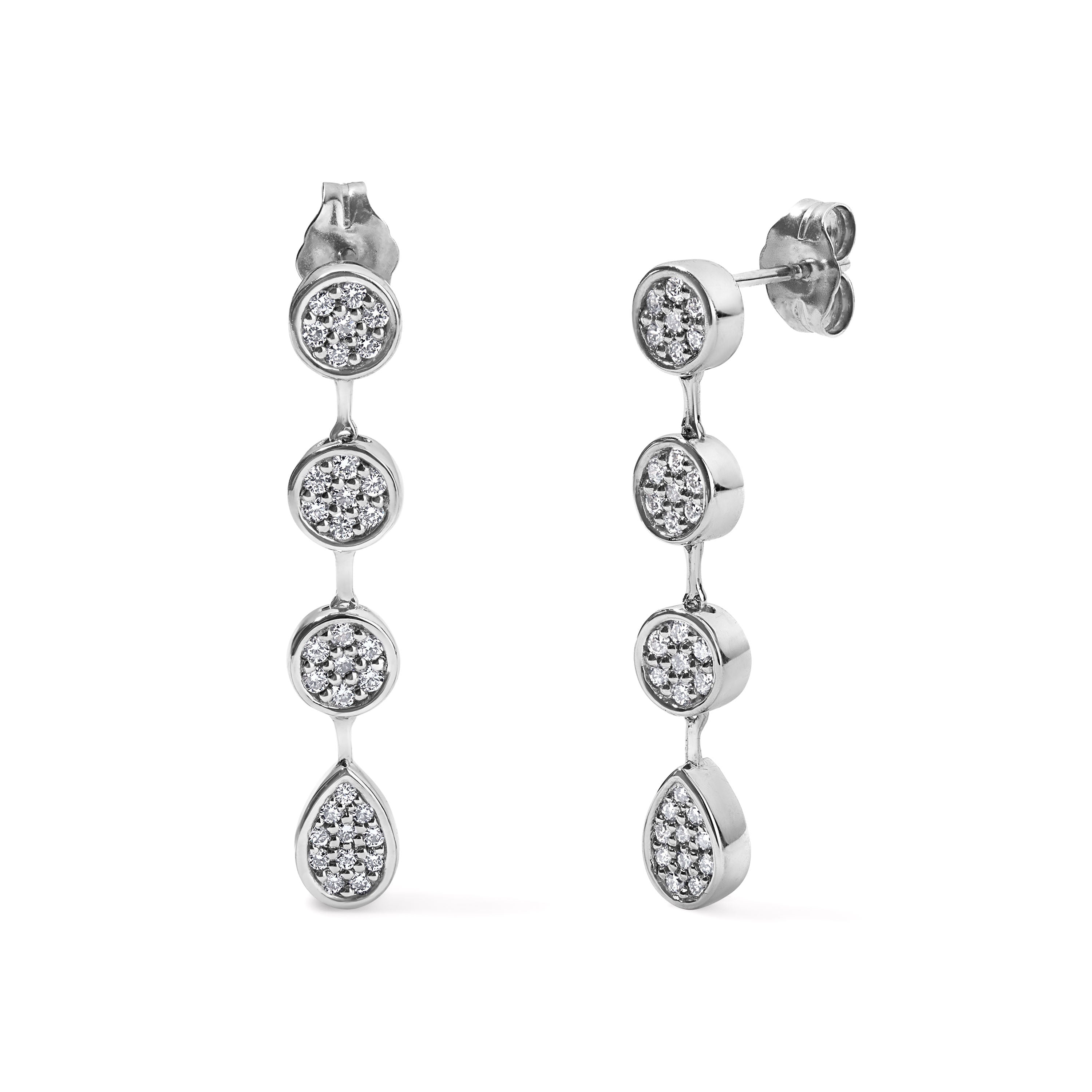 Gold and Diamond Pave Drop Earrings