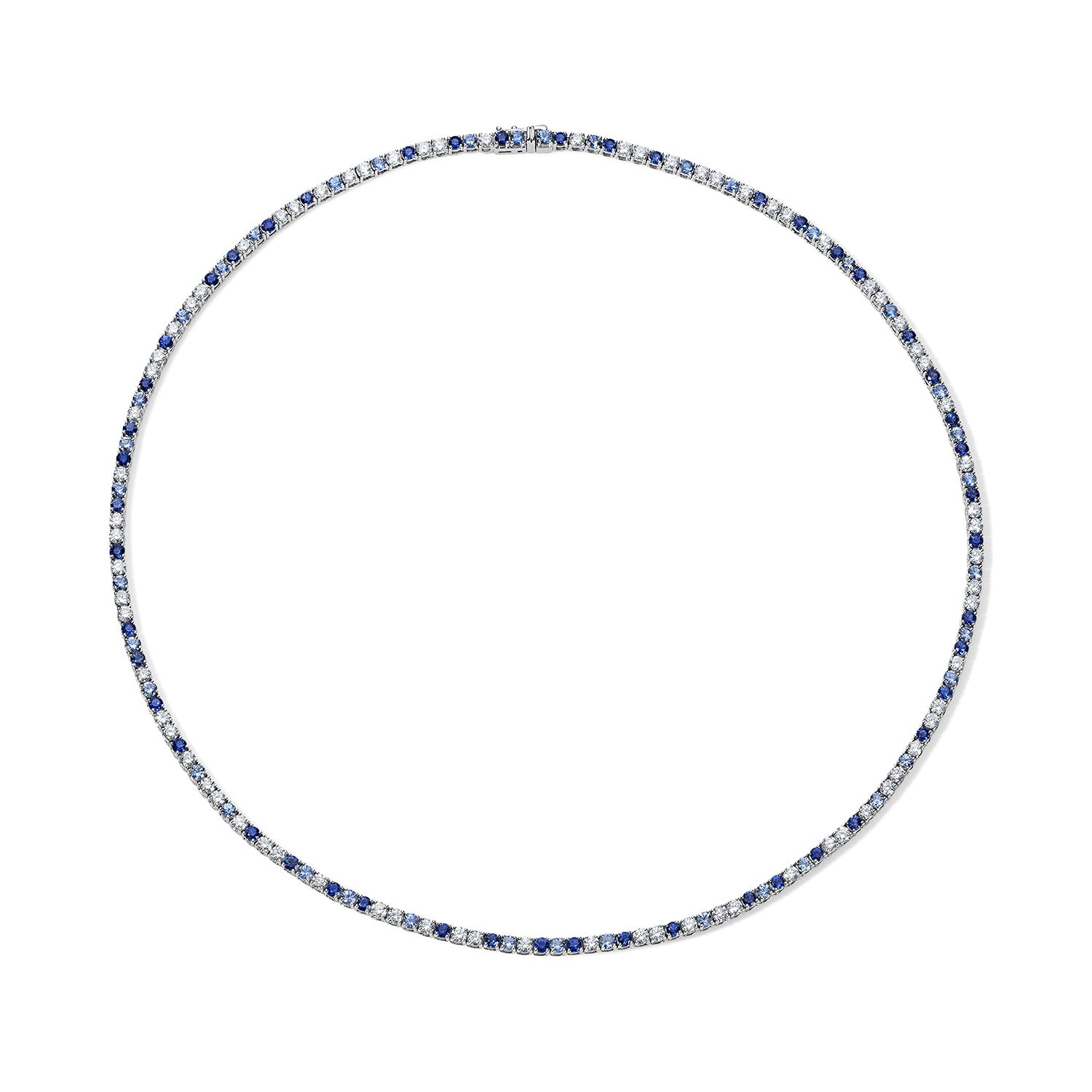 Grace Blue Sapphire and Diamond Tennis Necklace