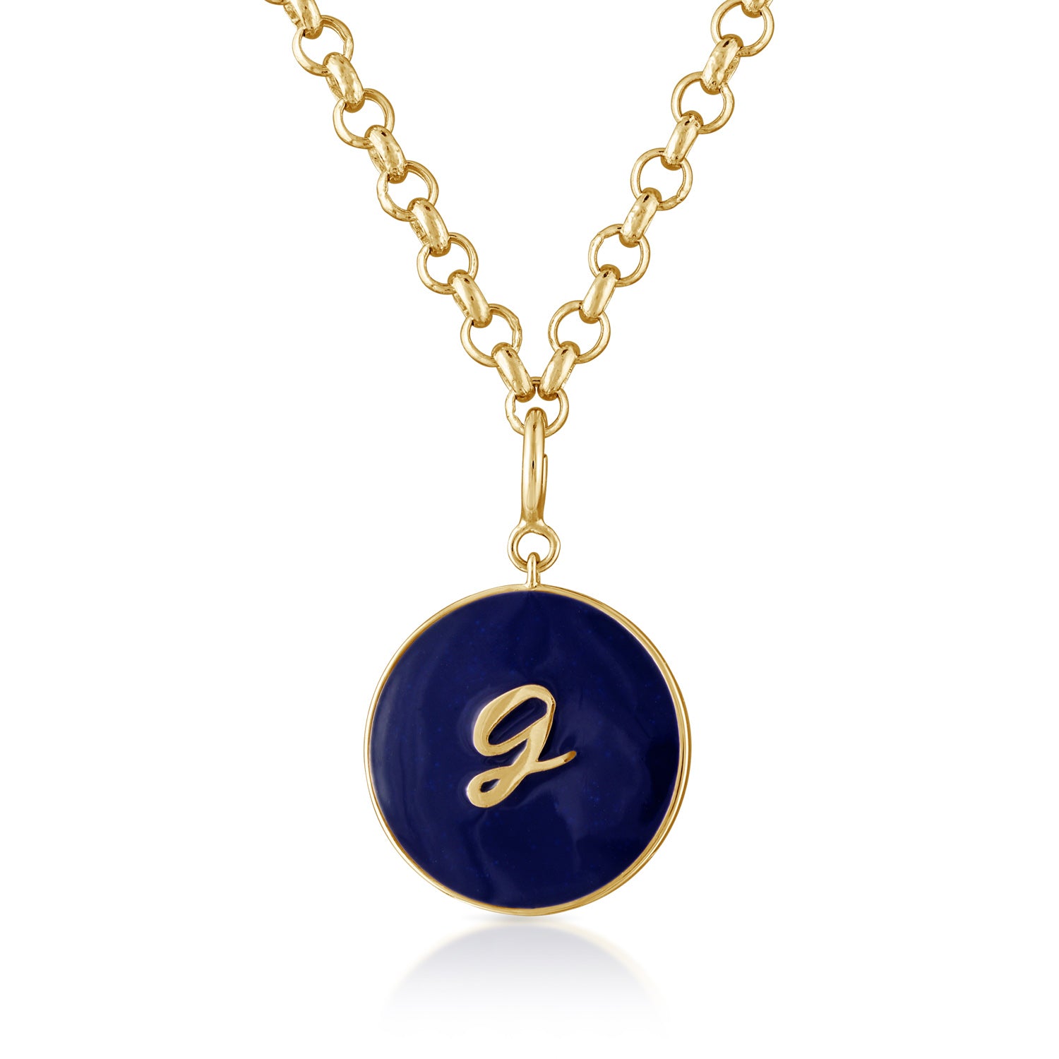 Enamel Disc with Gold Initial Necklace