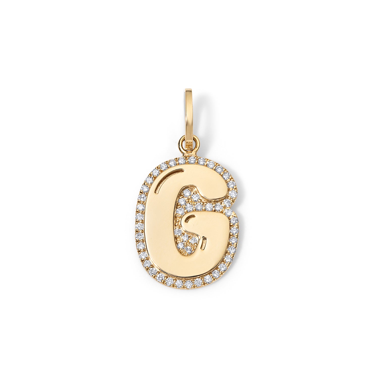 Sterling Silver Jumbo Bubble Initial With Pave Outline Charm