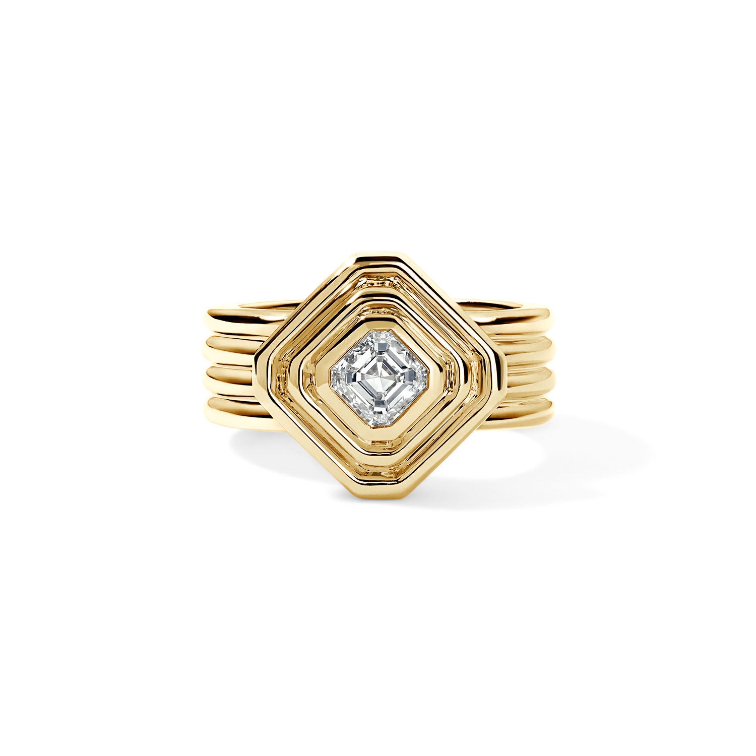Gold and Diamond Asscher Solitaire Ring